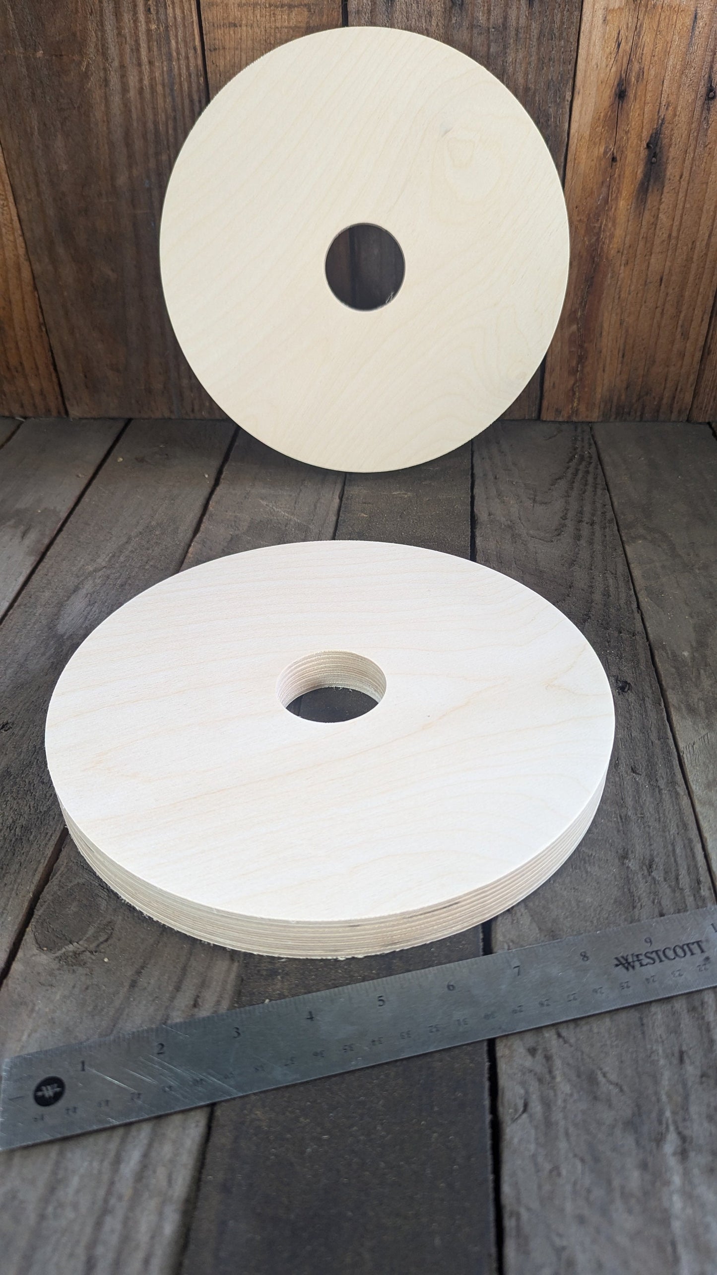 10" Wood Donut Ring with 2" center hole, BALTIC BIRCH Wooden Circles, Blank Circles, Unfinished Wooden Circles, Circular