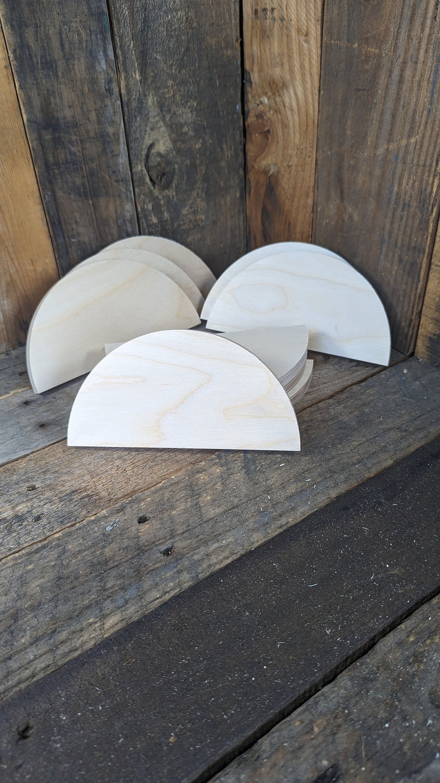 7" Wood Half Circle Disc Plaques, BALTIC BIRCH Wooden Semicircles, Blank Circles, Unfinished, Half Round Circles, Circular Wood