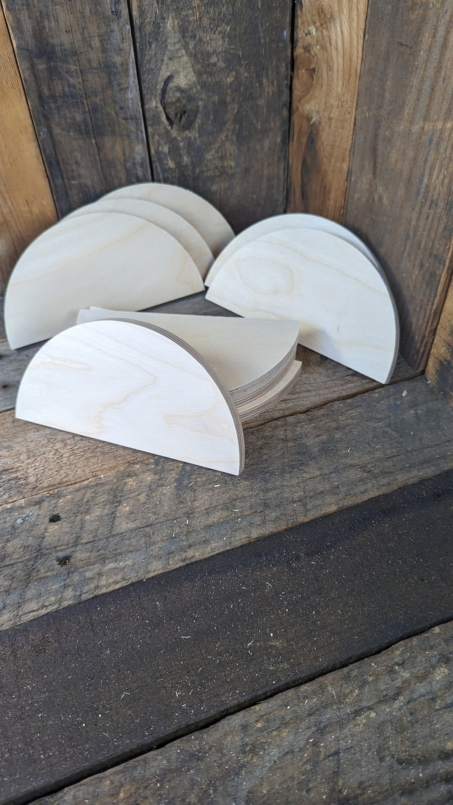 7" Wood Half Circle Disc Plaques, BALTIC BIRCH Wooden Semicircles, Blank Circles, Unfinished, Half Round Circles, Circular Wood
