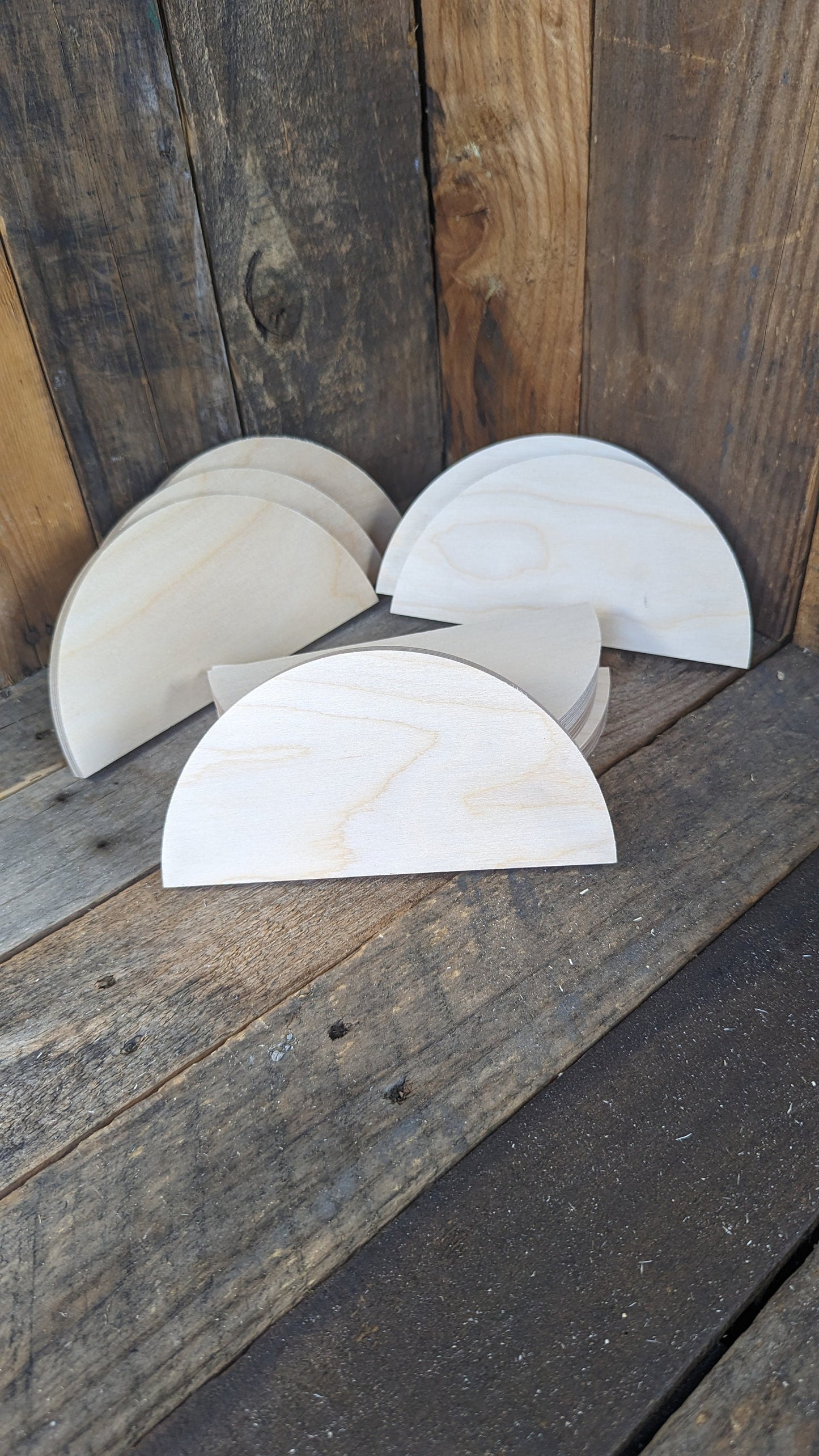 7" Wood Half Circle Disc Plaques, BALTIC BIRCH Wooden Semicircles, Blank Circles, Unfinished, Half Round Circles, Circular Wood