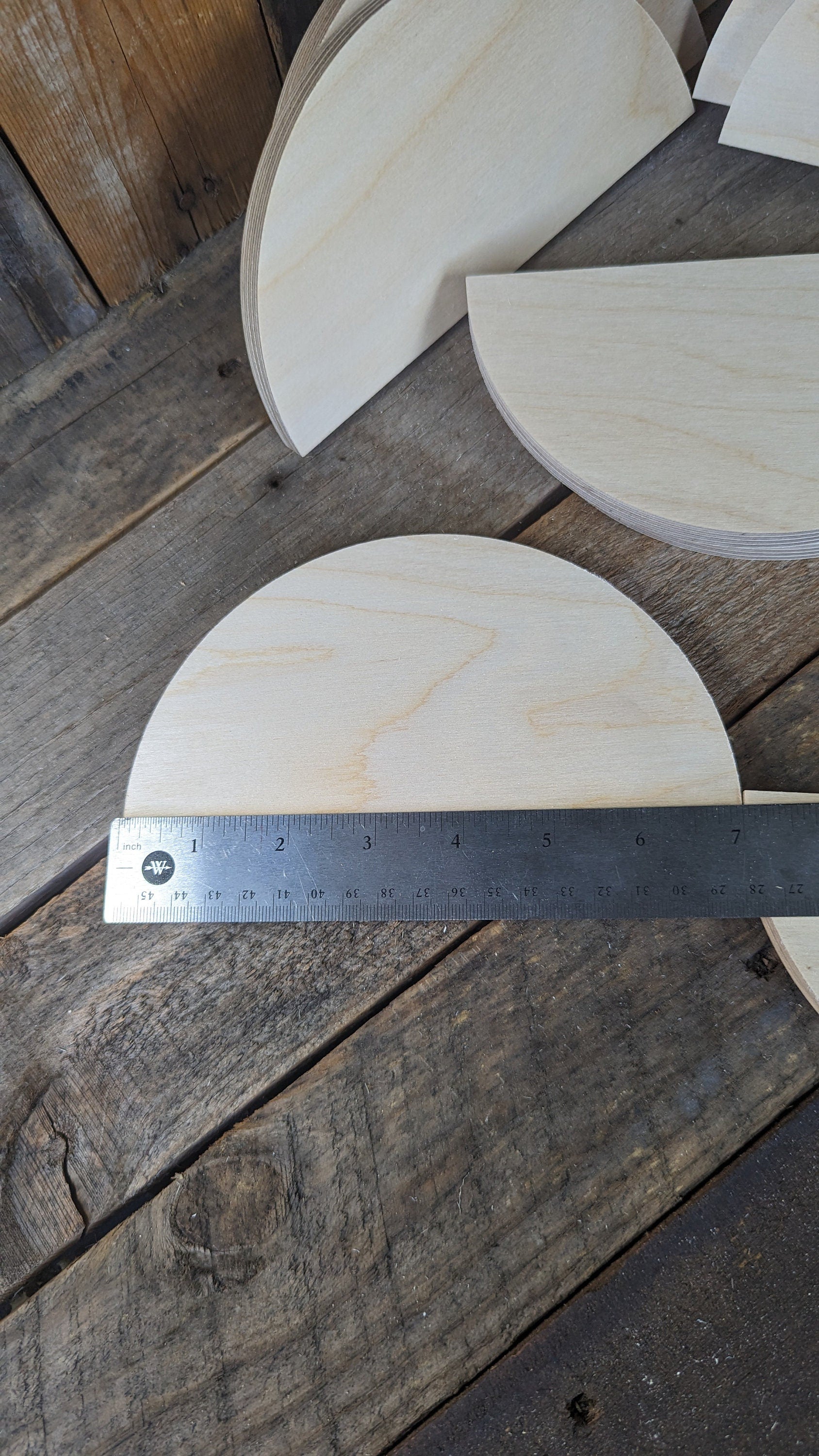 7" Wood Half Circle Disc Plaques, BALTIC BIRCH Wooden Semicircles, Blank Circles, Unfinished, Half Round Circles, Circular Wood