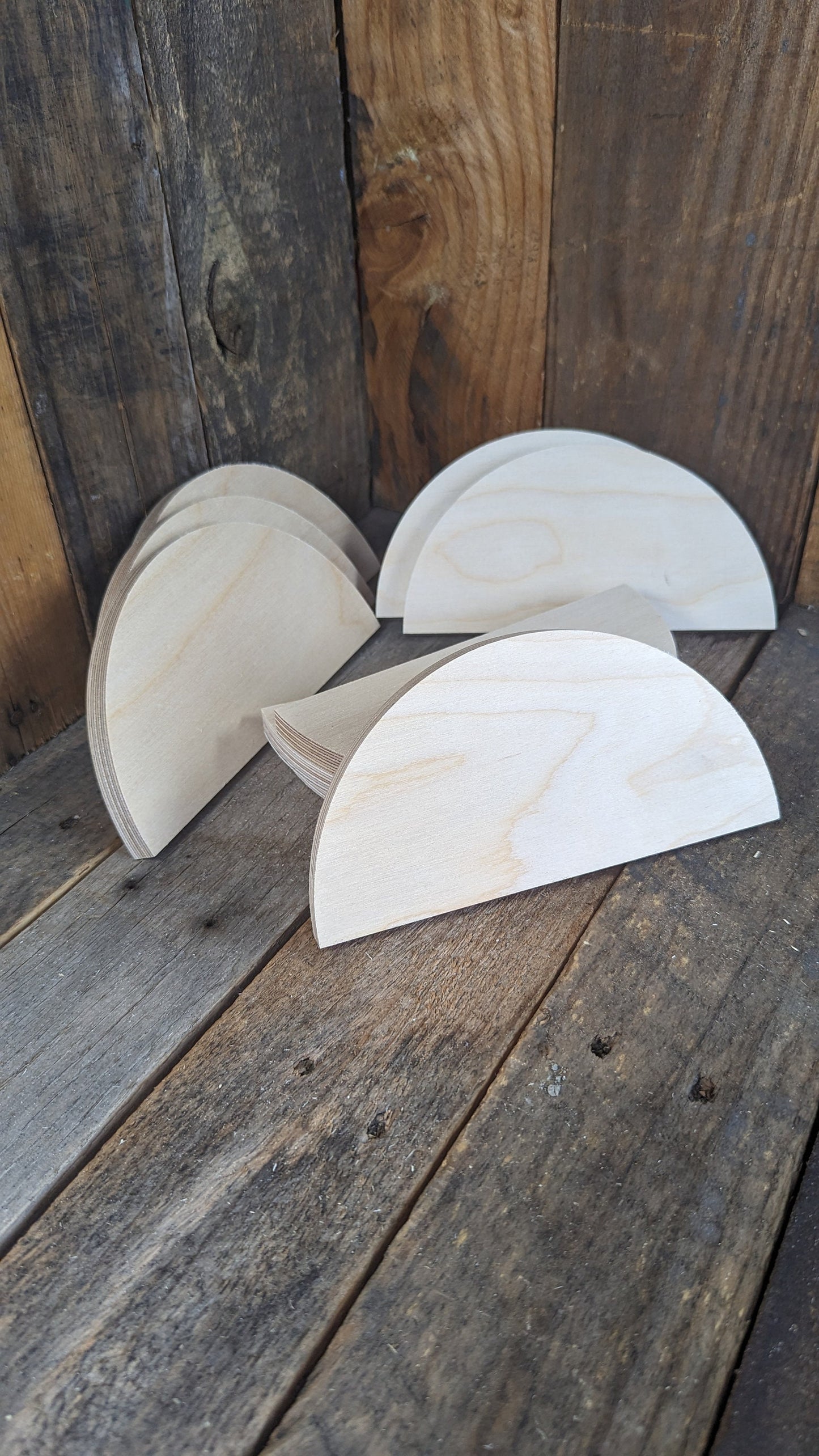 7" Wood Half Circle Disc Plaques, BALTIC BIRCH Wooden Semicircles, Blank Circles, Unfinished, Half Round Circles, Circular Wood