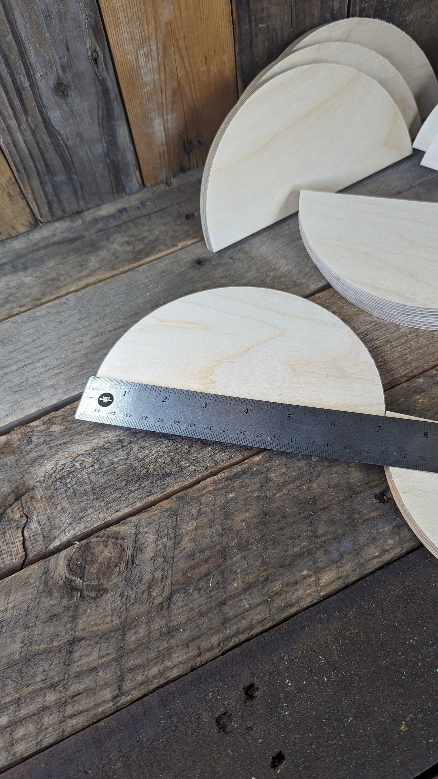 7" Wood Half Circle Disc Plaques, BALTIC BIRCH Wooden Semicircles, Blank Circles, Unfinished, Half Round Circles, Circular Wood