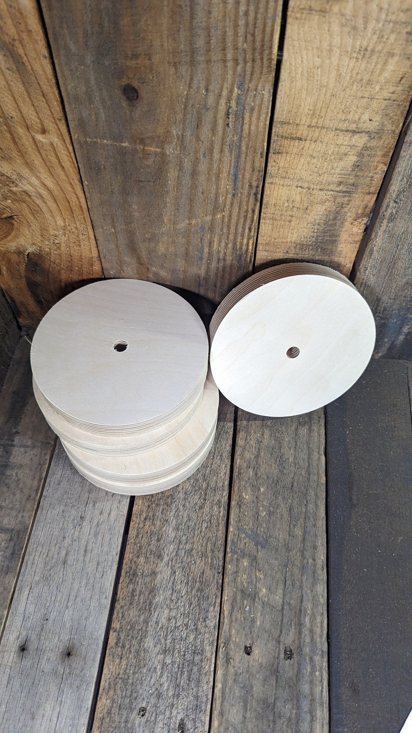 6" Baltic Birch Wood Donut, 0.5" Center Hole, Unfinished Wood Circle