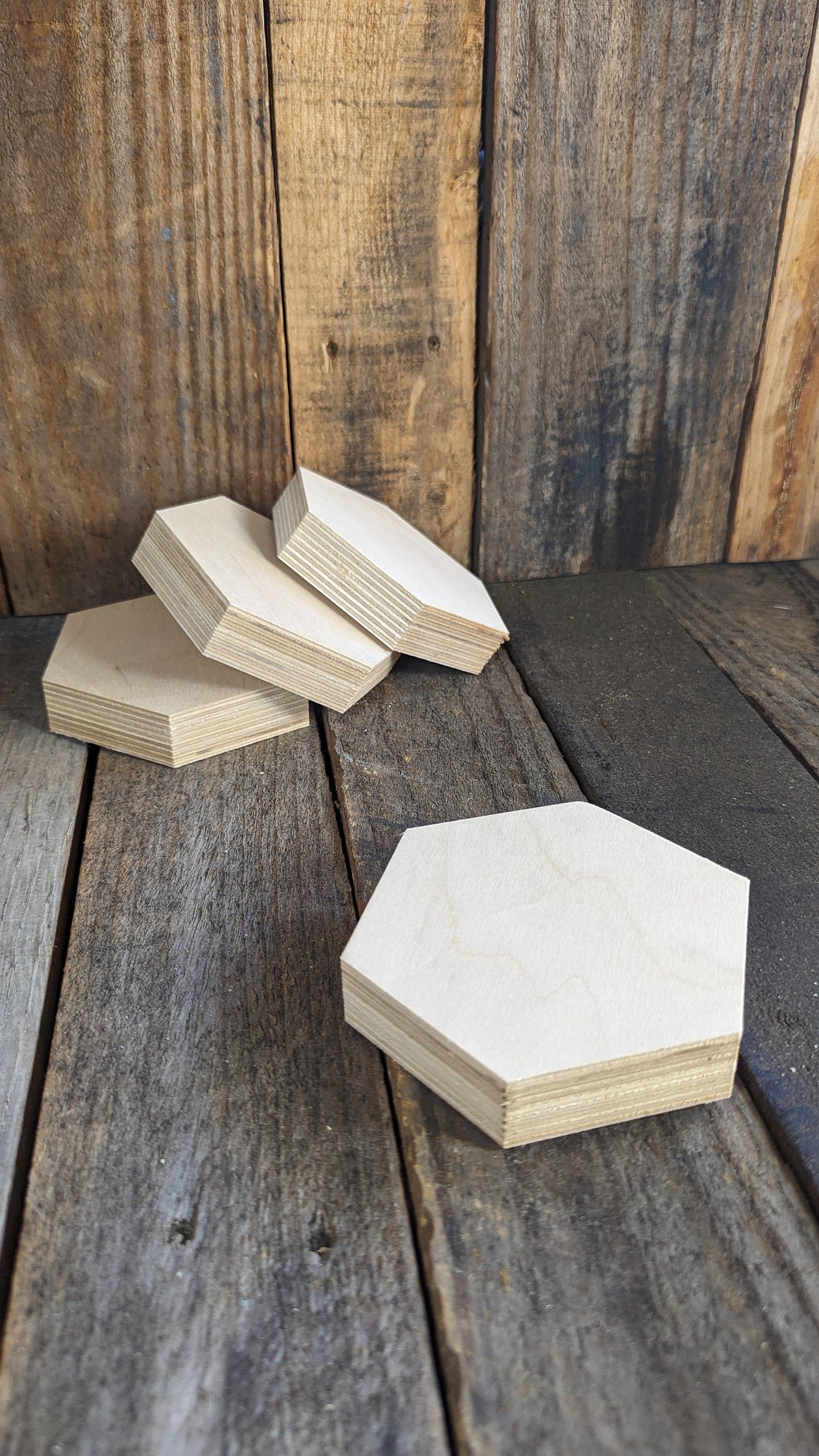 4" Wood Hexagon Plaques, BALTIC BIRCH Wooden Six Sided Shape, Blank Hexagon, Unfinished Wooden Hexagon, Hexagon Wood
