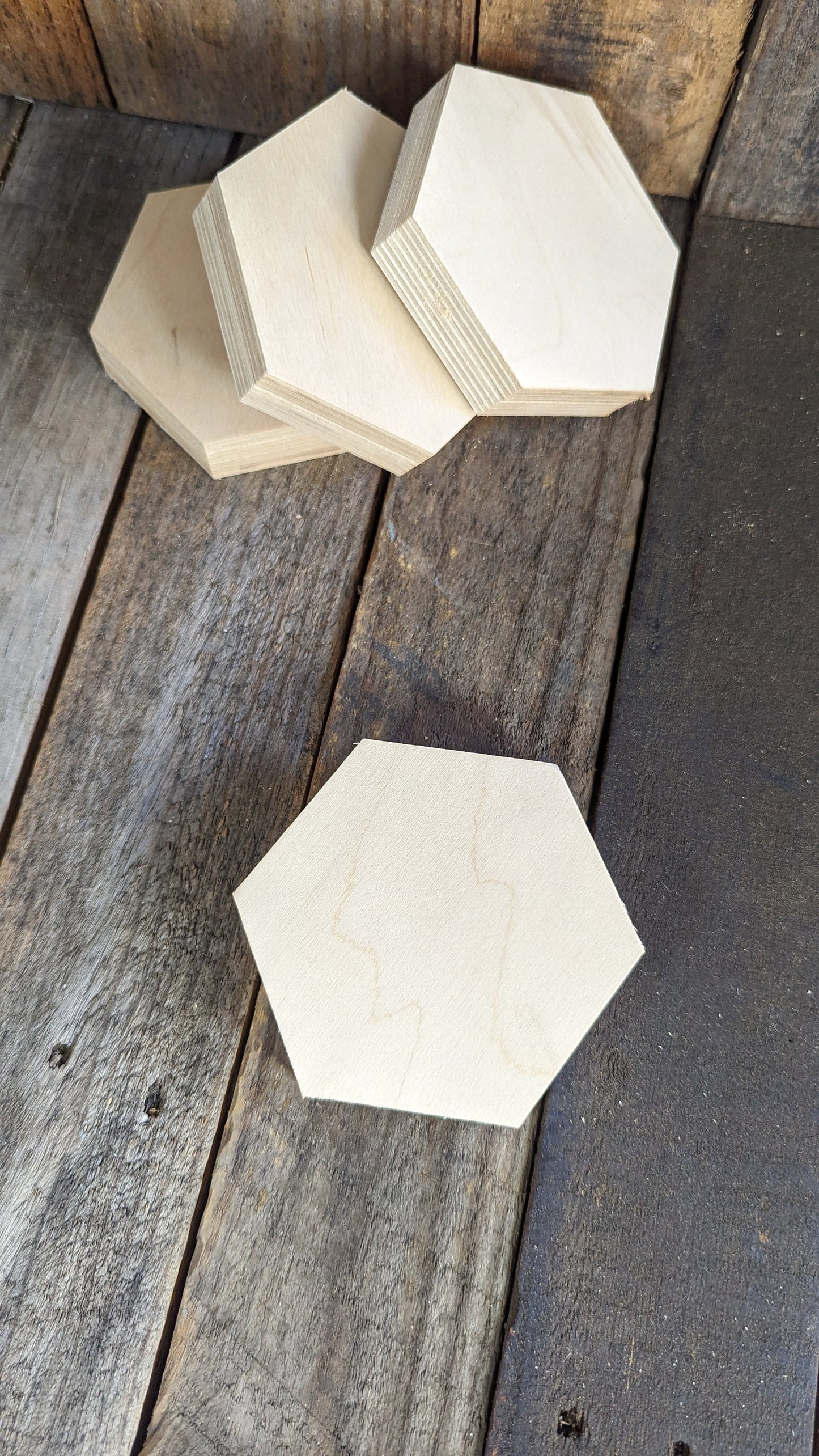 4" Wood Hexagon Plaques, BALTIC BIRCH Wooden Six Sided Shape, Blank Hexagon, Unfinished Wooden Hexagon, Hexagon Wood