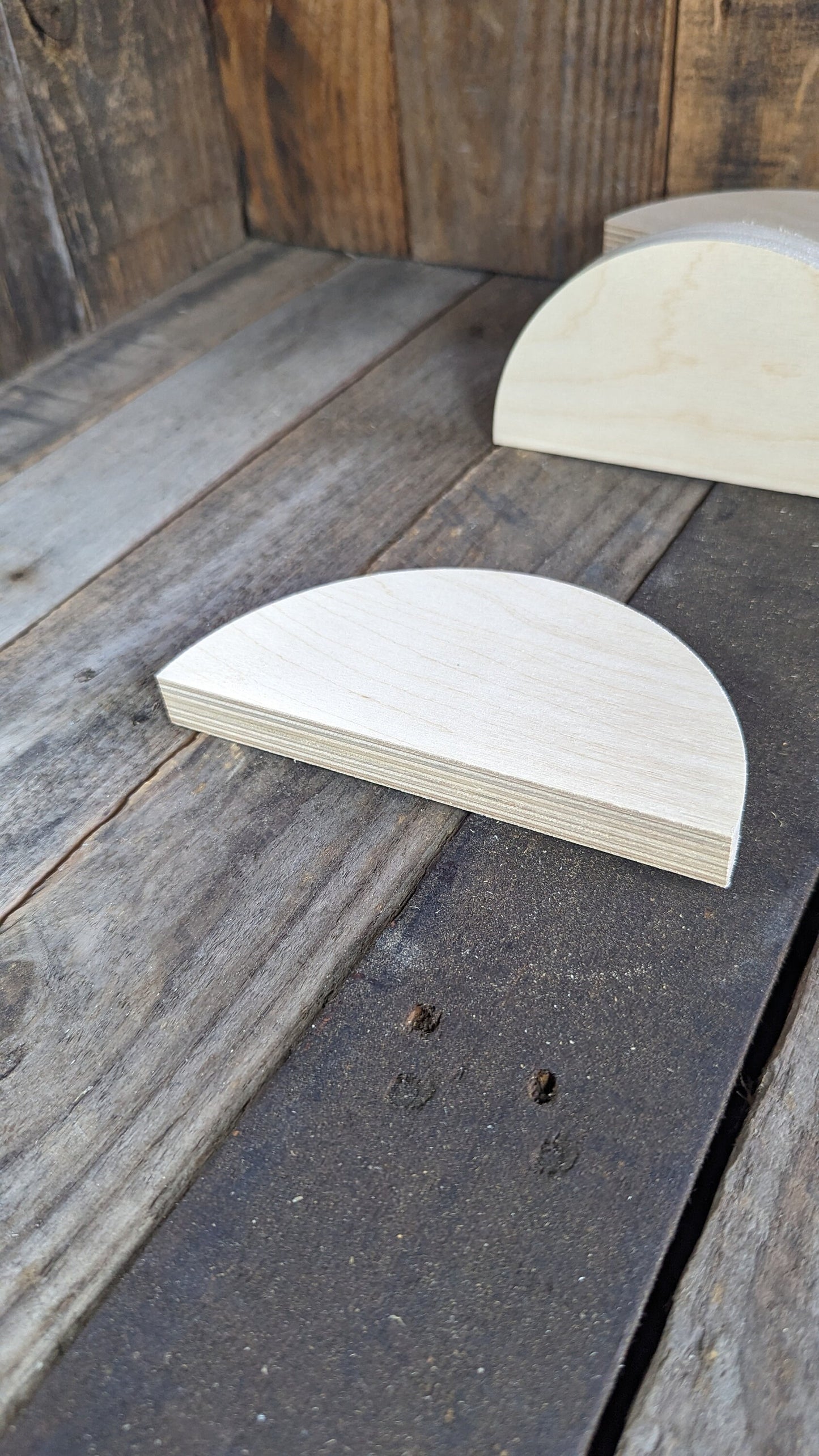 6.5" (6 1/2") Wood Half Circle Disc Plaques, BIRCH Wooden Semicircles, Blank Circles, Unfinished, Half Round Circles, Circular Wood