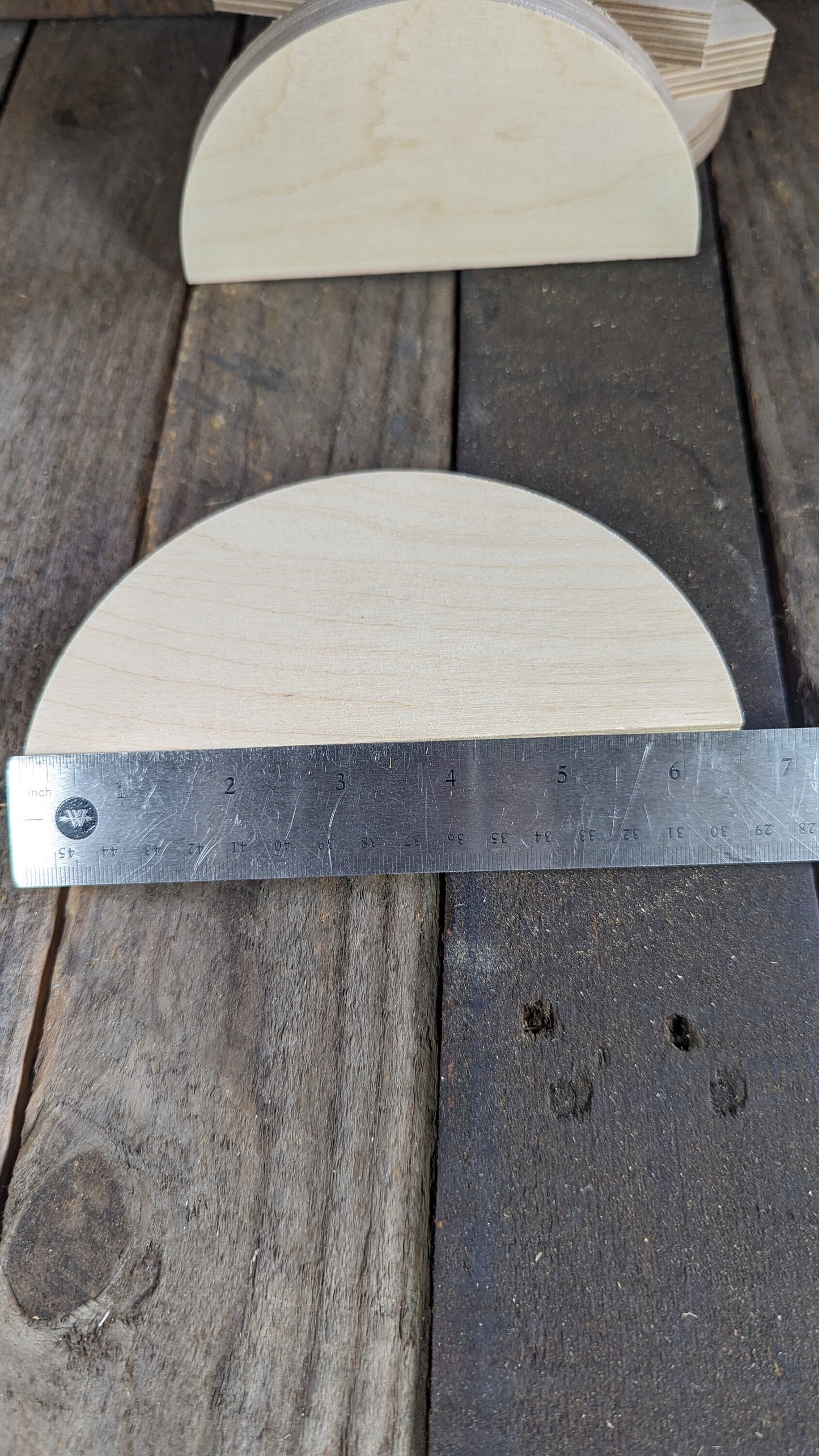 6.5" (6 1/2") Wood Half Circle Disc Plaques, BIRCH Wooden Semicircles, Blank Circles, Unfinished, Half Round Circles, Circular Wood