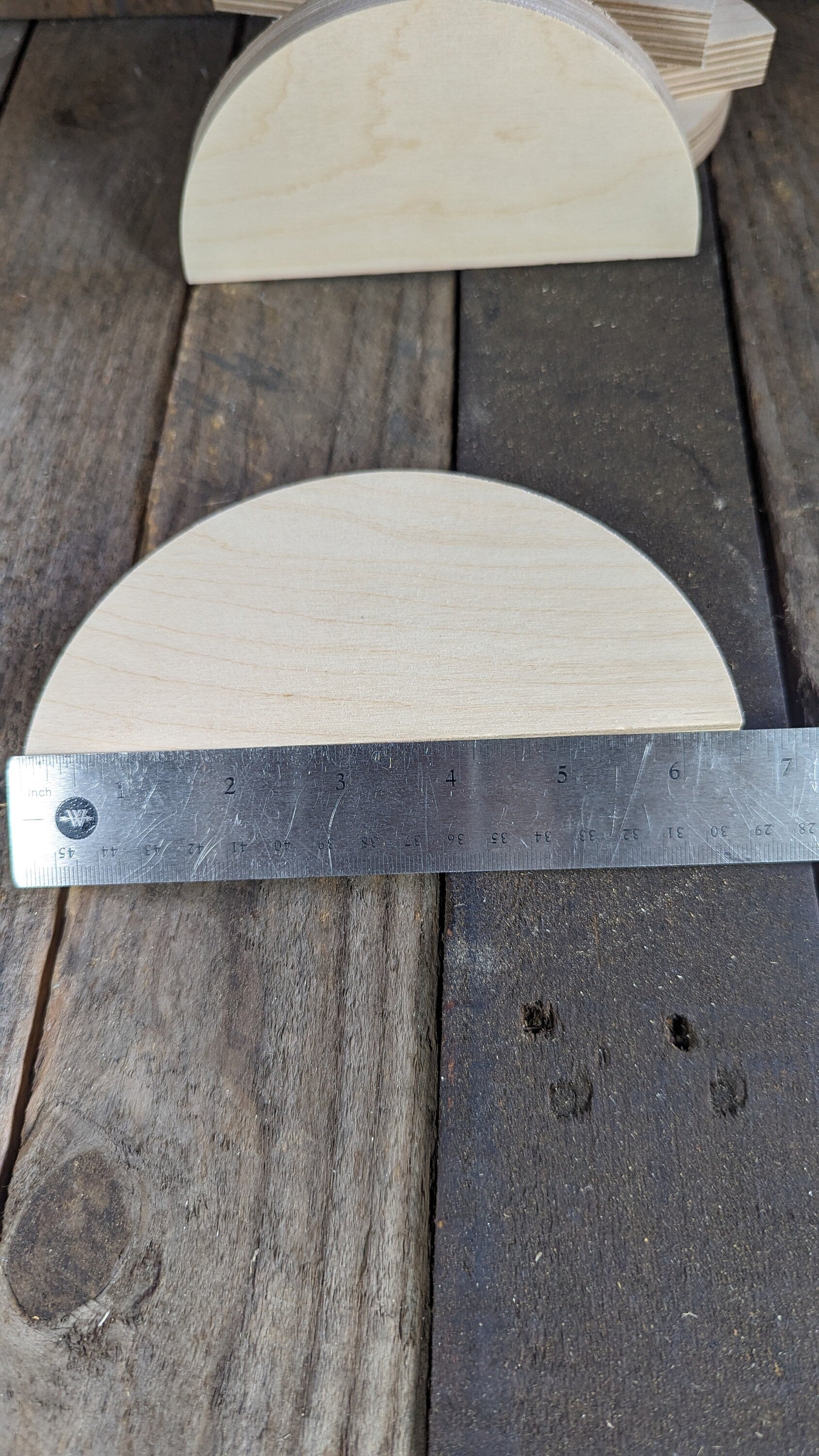6.5" (6 1/2") Wood Half Circle Disc Plaques, BIRCH Wooden Semicircles, Blank Circles, Unfinished, Half Round Circles, Circular Wood