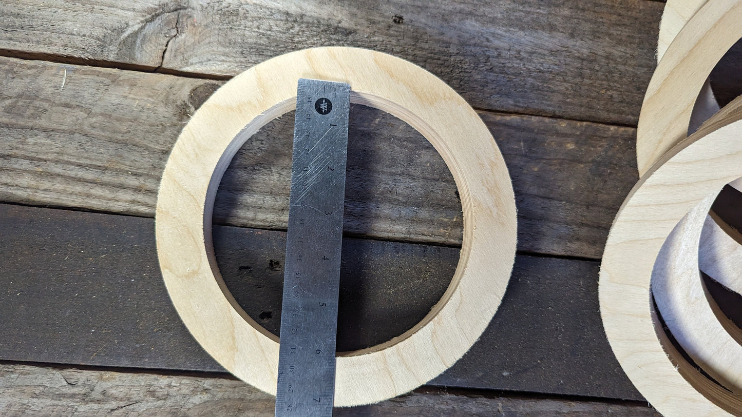 8" Wood Donut 6" center hole, BALTIC BIRCH Wooden Circles, Unfinished Wooden Circles, Round Circles, Circular Wood