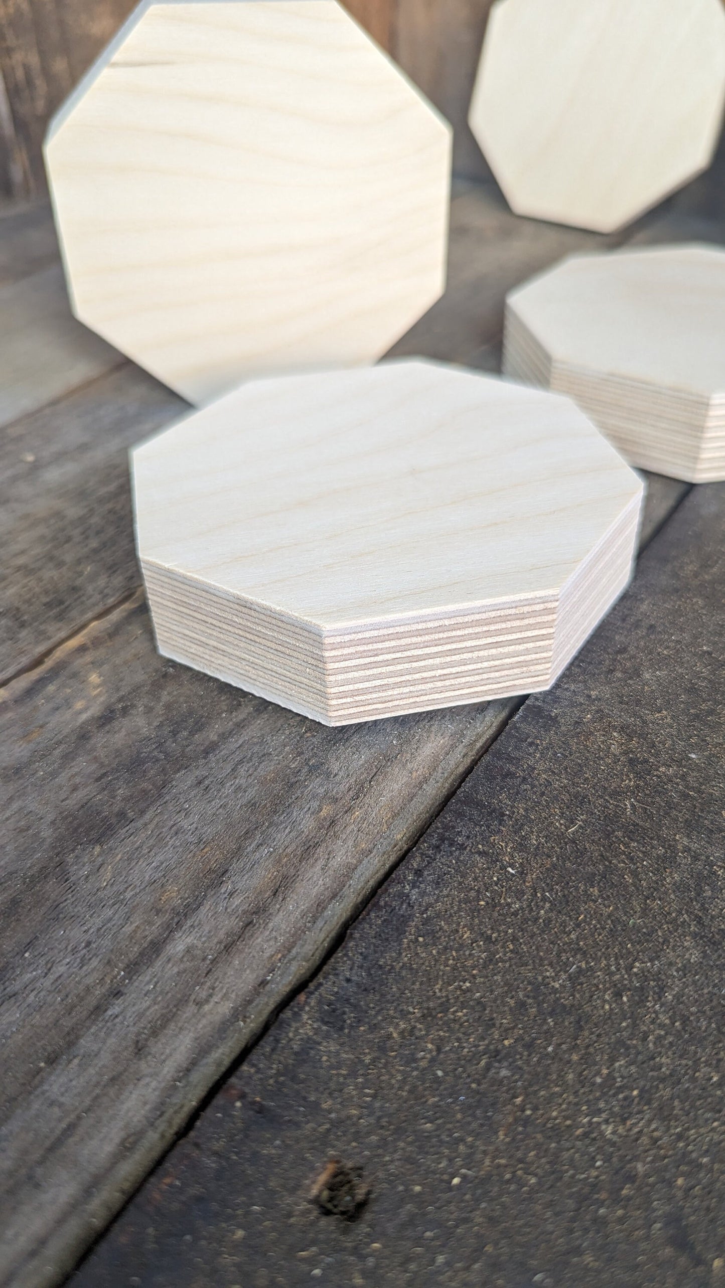 4" Wood Octagon Plaques, BALTIC BIRCH Wooden Eight Sided Shape, Blank Octagon, Unfinished Wooden Octagon, DIY Crafting Supplies