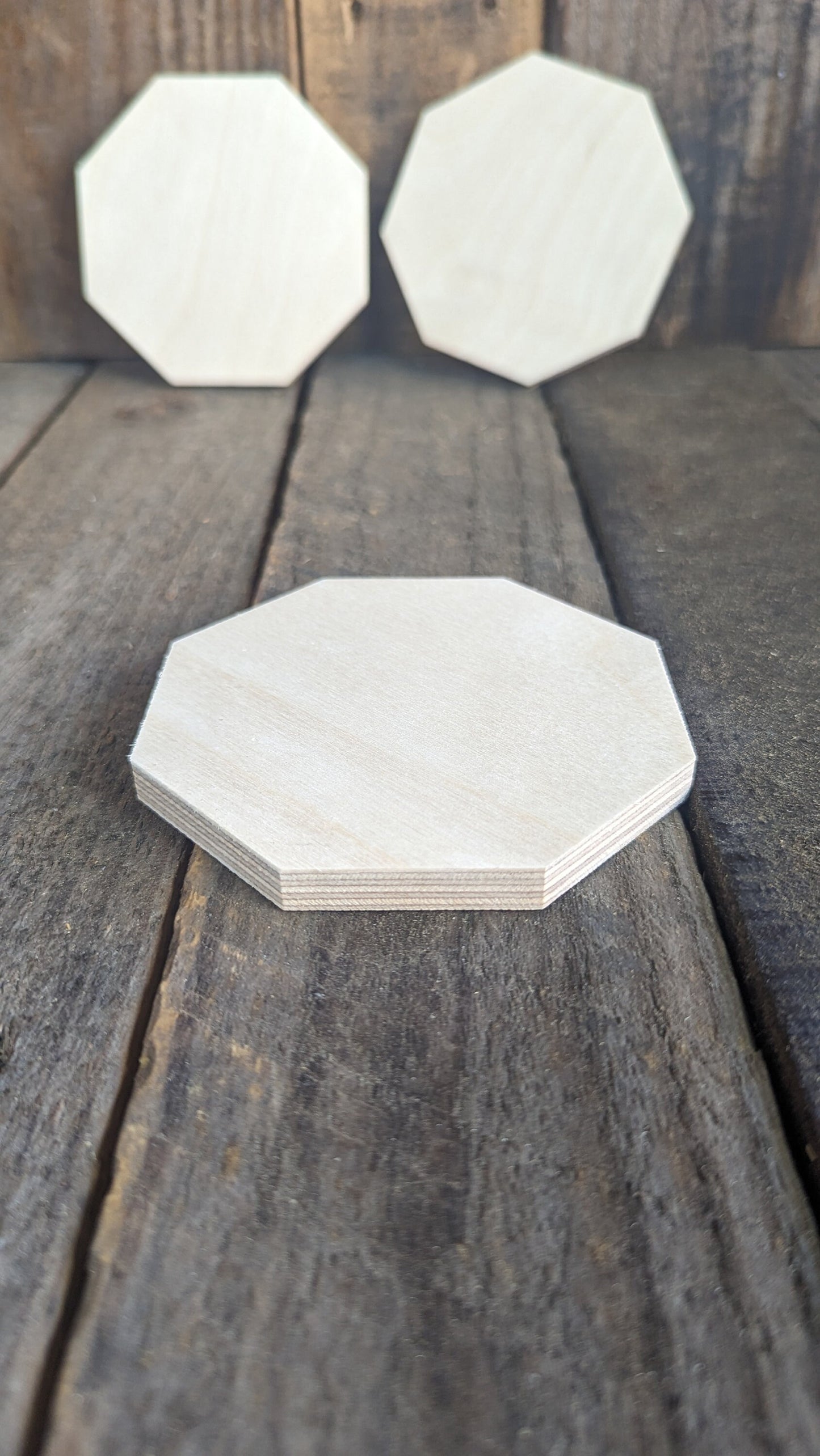 4" Wood Octagon Plaques, BALTIC BIRCH Wooden Eight Sided Shape, Blank Octagon, Unfinished Wooden Octagon, DIY Crafting Supplies