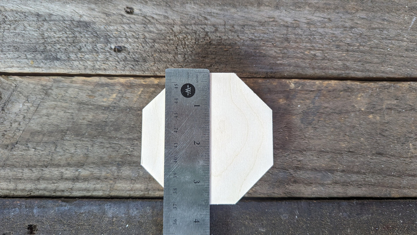 3.5" (3 1/2") Wood Octagon Plaques, BALTIC BIRCH Wooden Eight Sided Shape, Blank Octagon, Unfinished Wooden Octagon, DIY Crafting Supplies