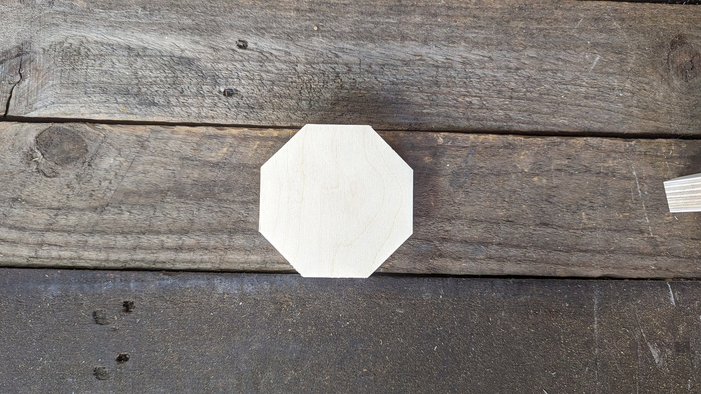 3.5" (3 1/2") Wood Octagon Plaques, BALTIC BIRCH Wooden Eight Sided Shape, Blank Octagon, Unfinished Wooden Octagon, DIY Crafting Supplies