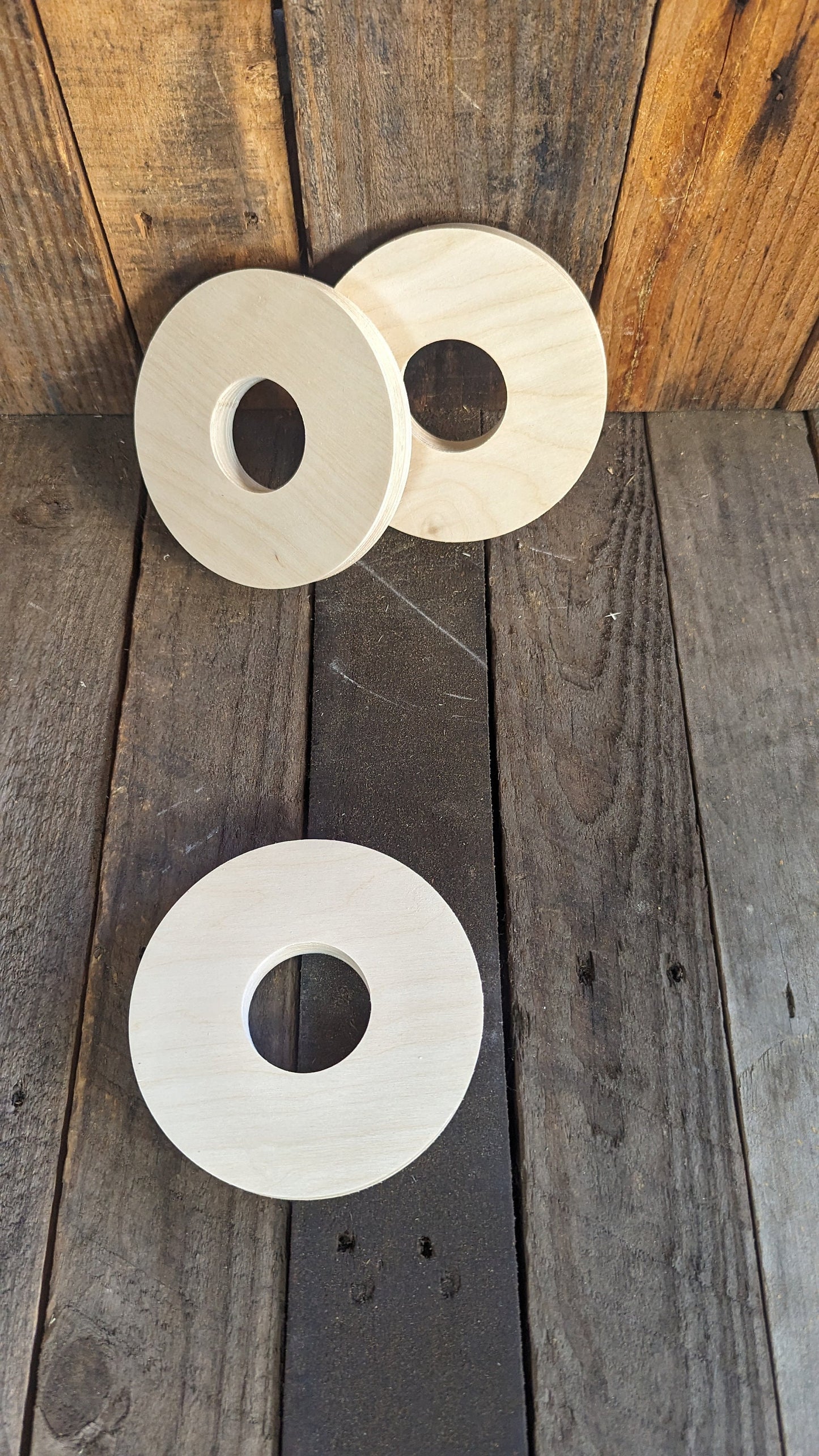 5.5" Baltic Birch Wood Donut, 2" Center Hole, DIY Crafting