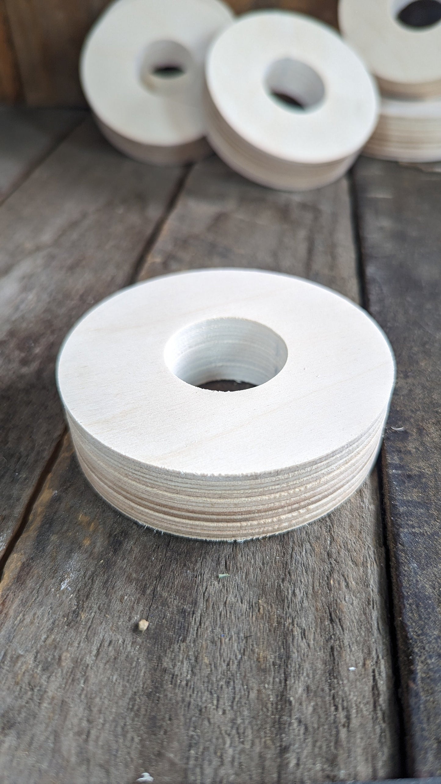 3" Wood Donut, 1.25" center hole - BALTIC BIRCH - Wooden Circles, Unfinished Wooden Circles, Round Circles, Circular Wood Active, Ring Shape