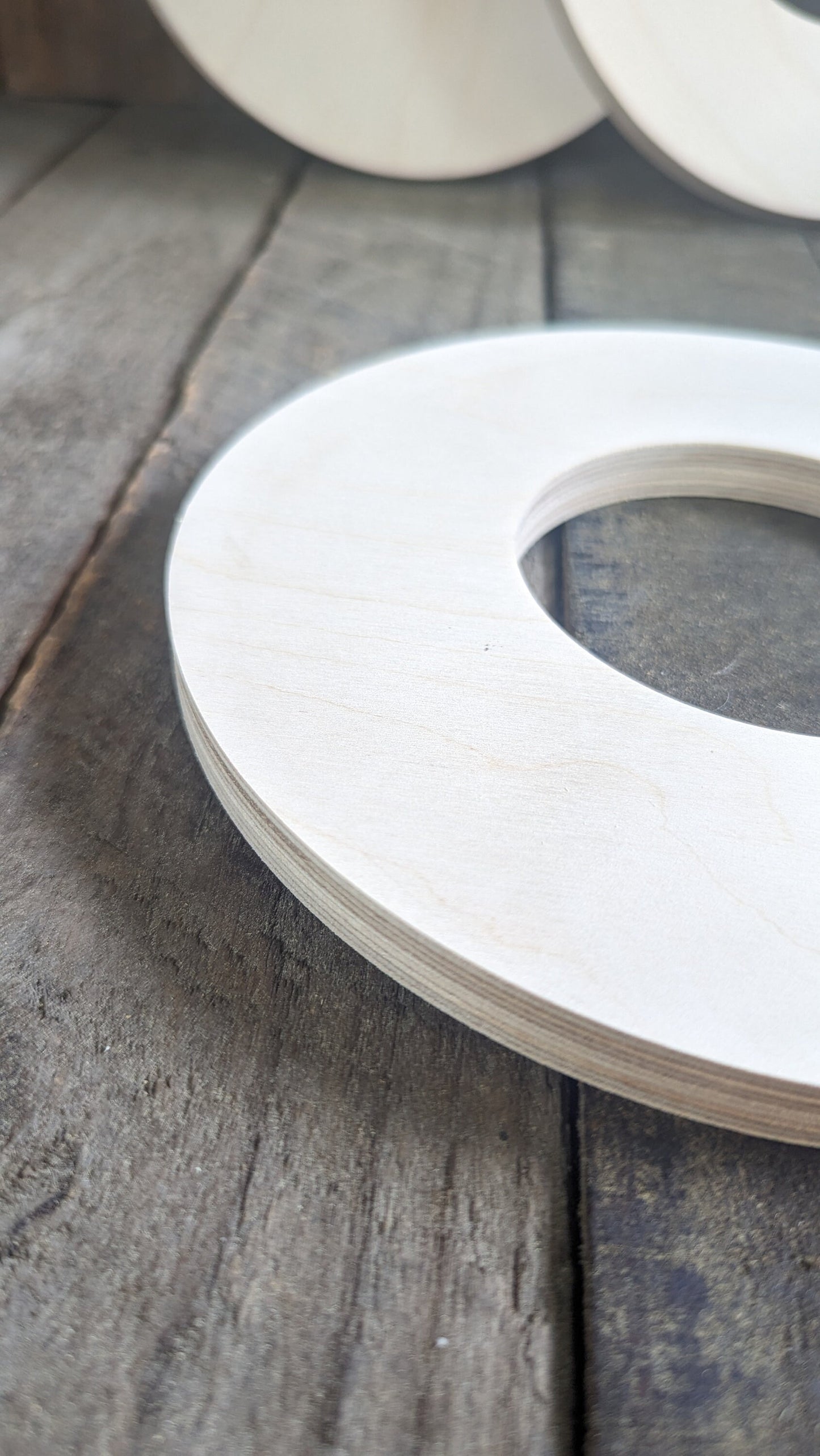 8" Wood Donut Ring with 3.5" (3 - 1/2") center hole, BALTIC BIRCH Wooden Circles, Unfinished Wooden Circles, Round Circles, Circular Wood