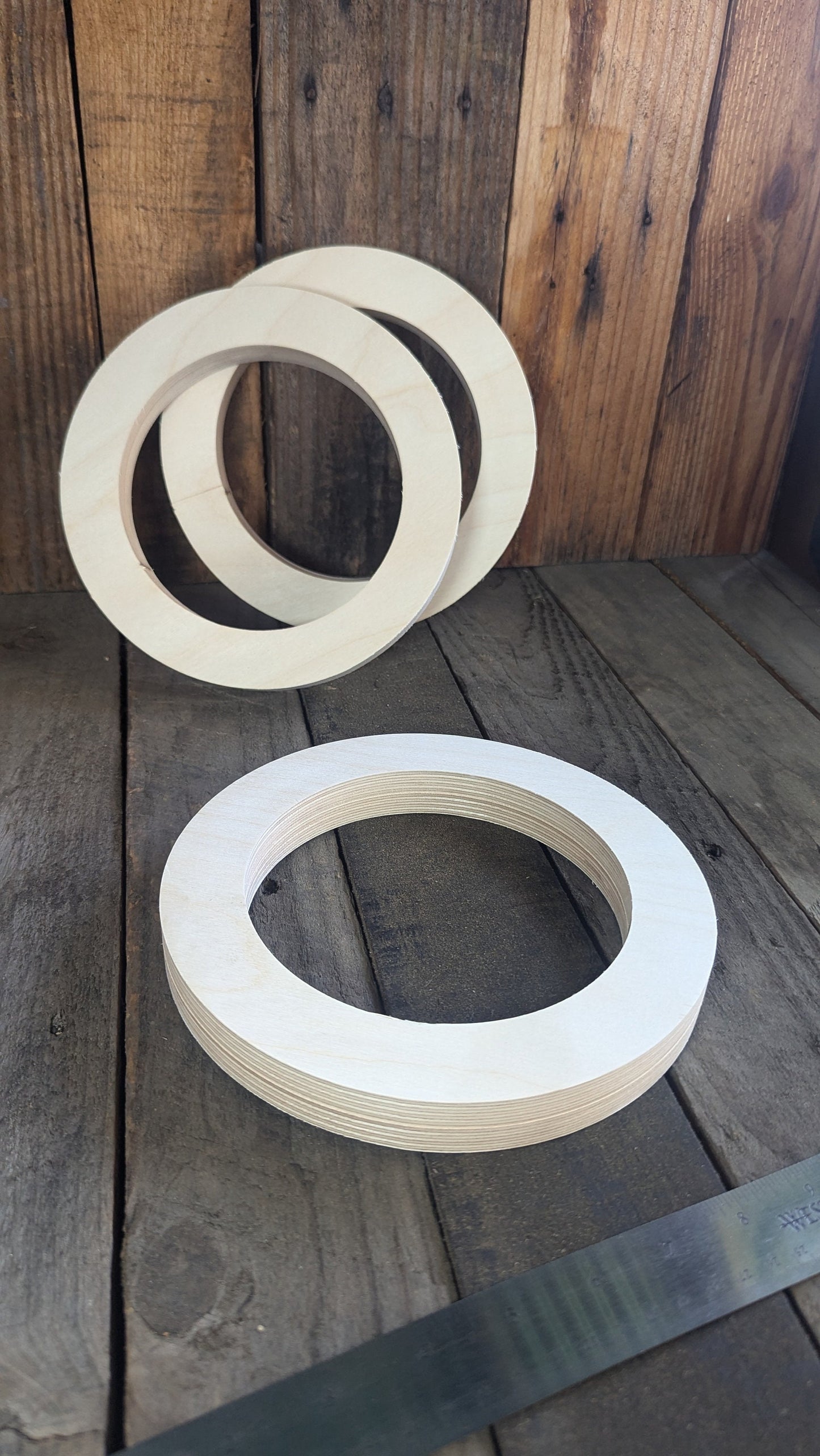 8" Wood Donut Ring with 5.625" center hole, BALTIC BIRCH Wooden Circles, Unfinished Wooden Circles, Round Circle, Circular Wood