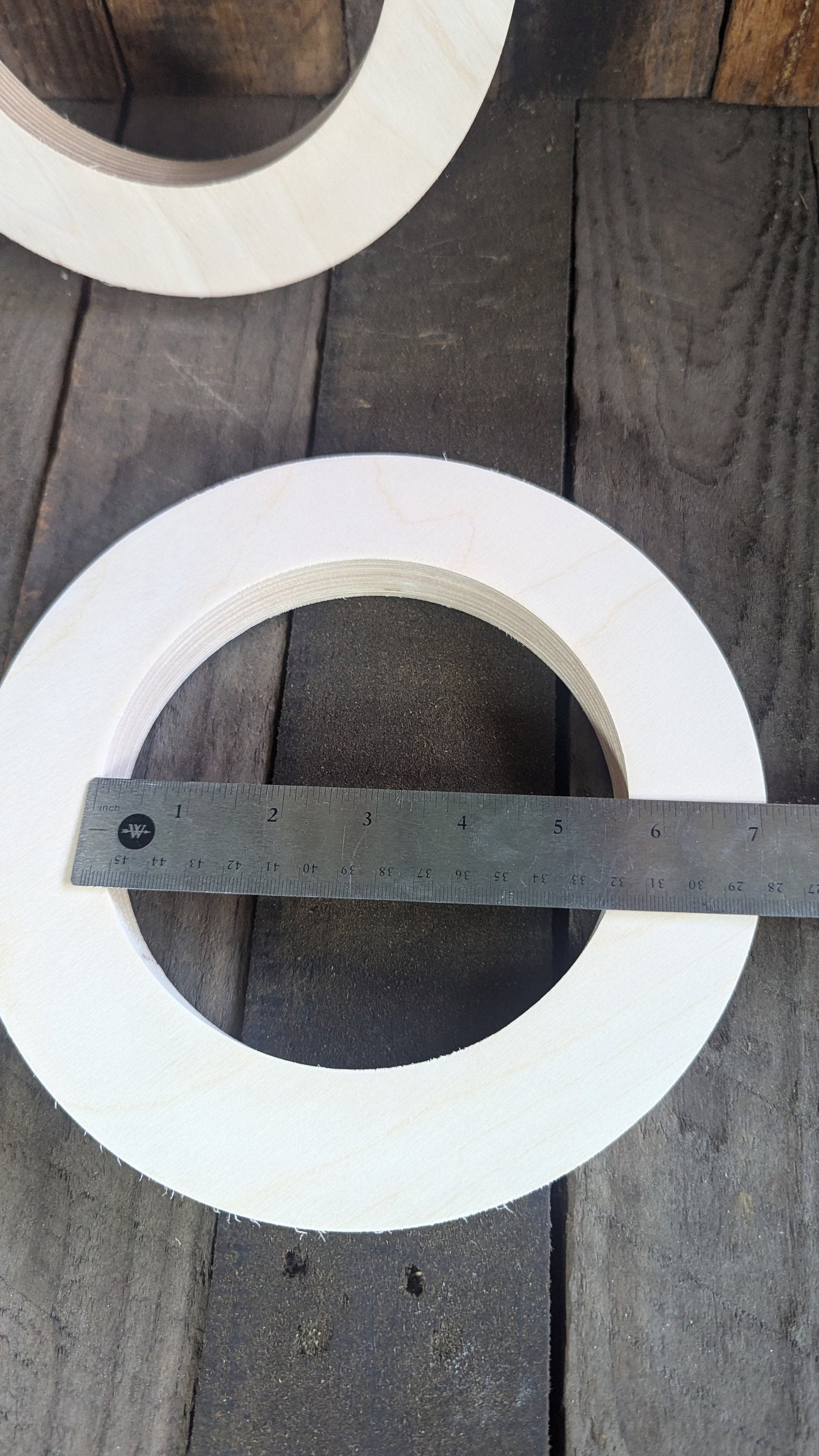 8.5" (8 1/2") Wood Donut Ring with 5.625" (5 5/8")center hole, BALTIC BIRCH Wooden Circles, Unfinished Wooden Circles, Circular Wood