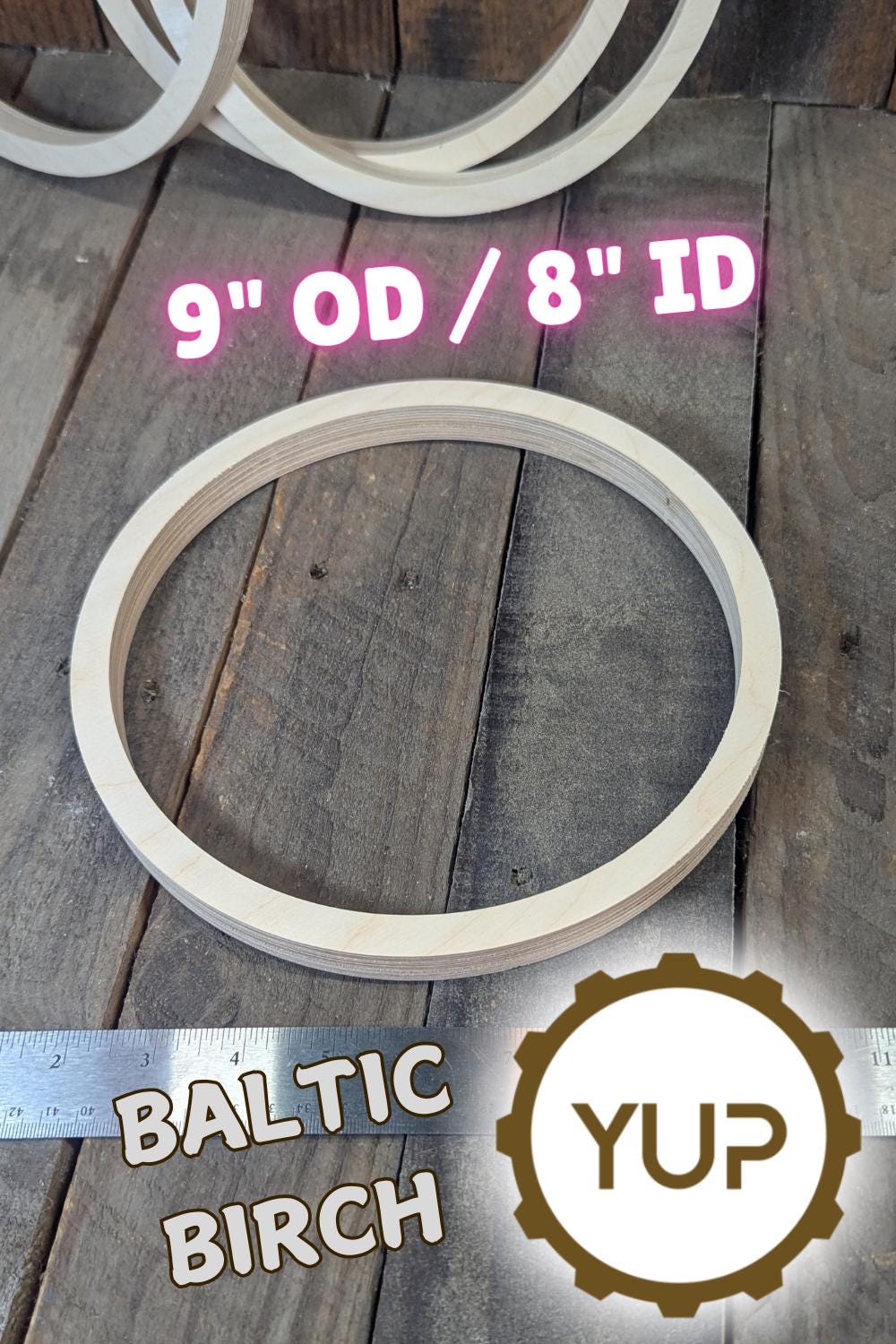 9" Wood Donut Ring with 8" center hole, BALTIC BIRCH Wooden Circles, Blank Circles, Unfinished Wooden Circles, DIY Craft