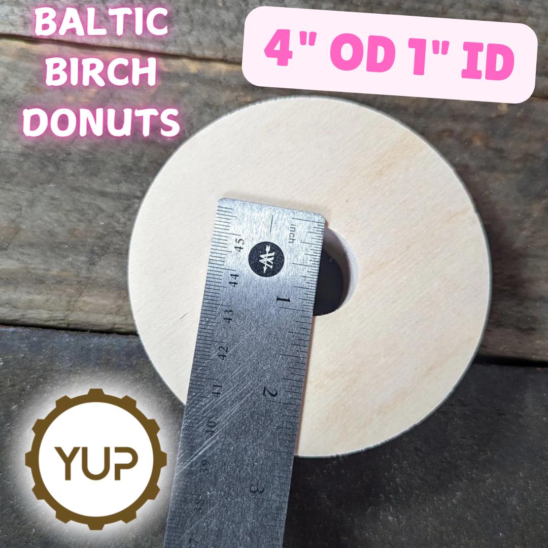 4" Baltic Birch Wood Donut Ring, 1" Center Hole, Craft Supply