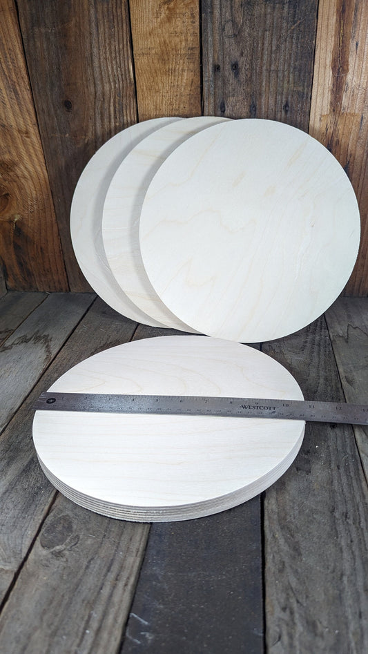 10.75 inch (10 3/4 inch) Wood Circle Disc Plaques, BALTIC BIRCH Wooden Circles, Blank Circles, Unfinished Wooden Circles, DIY Crafting Supplies