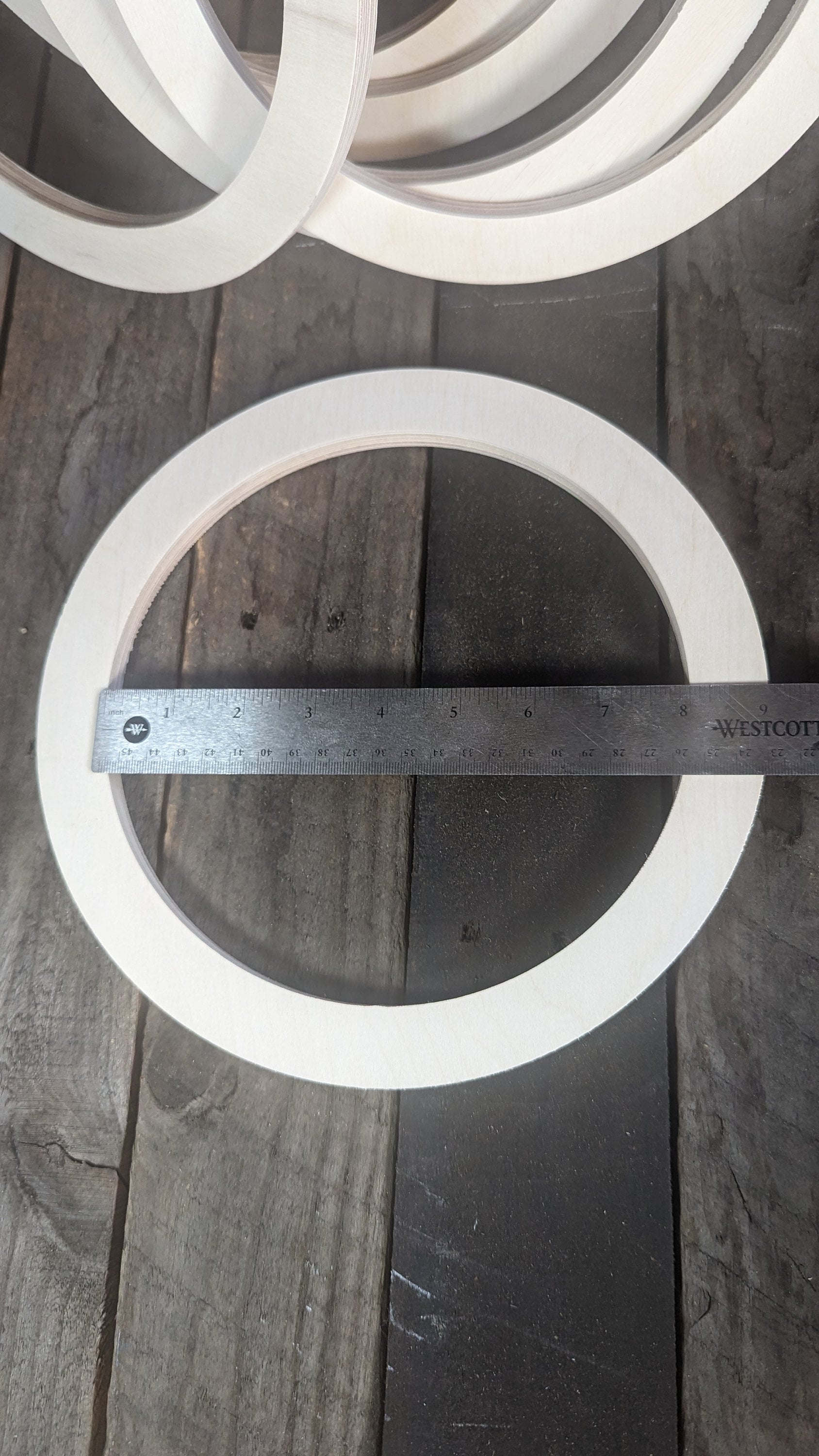 10 inch Wood Circle Disc with 8 inch center hole center hole, BALTIC BIRCH Wooden Circles, Blank Circles, Unfinished Wooden Circles, Round Circles, Circular