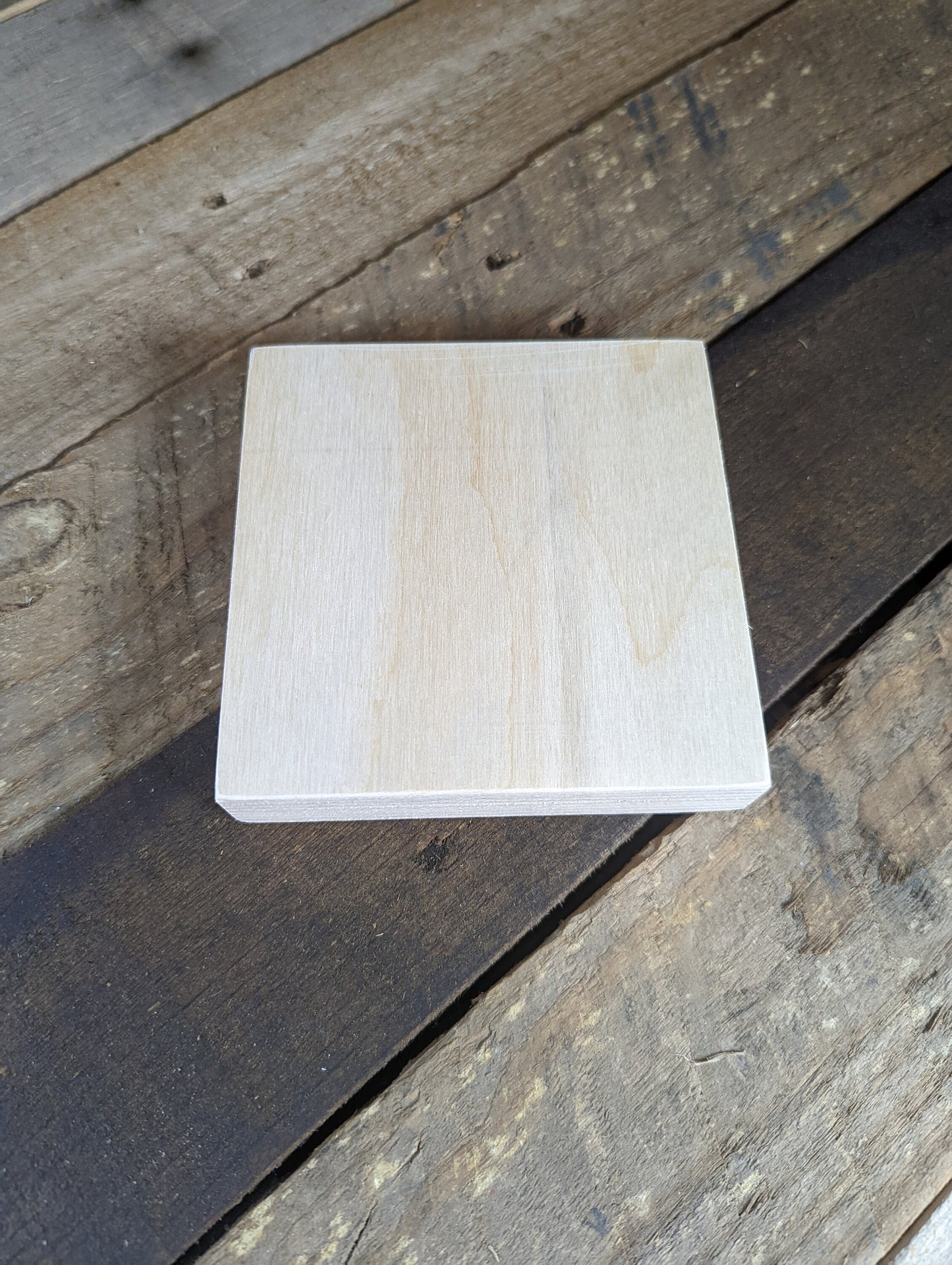 4.5" Baltic Birch Wood Square Plaque, Craft Base