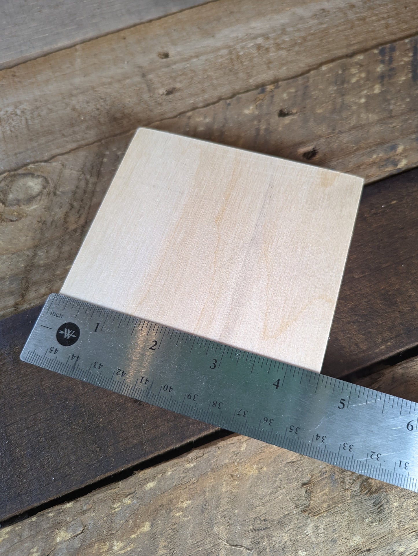 4.5" Baltic Birch Wood Square Plaque, Craft Base