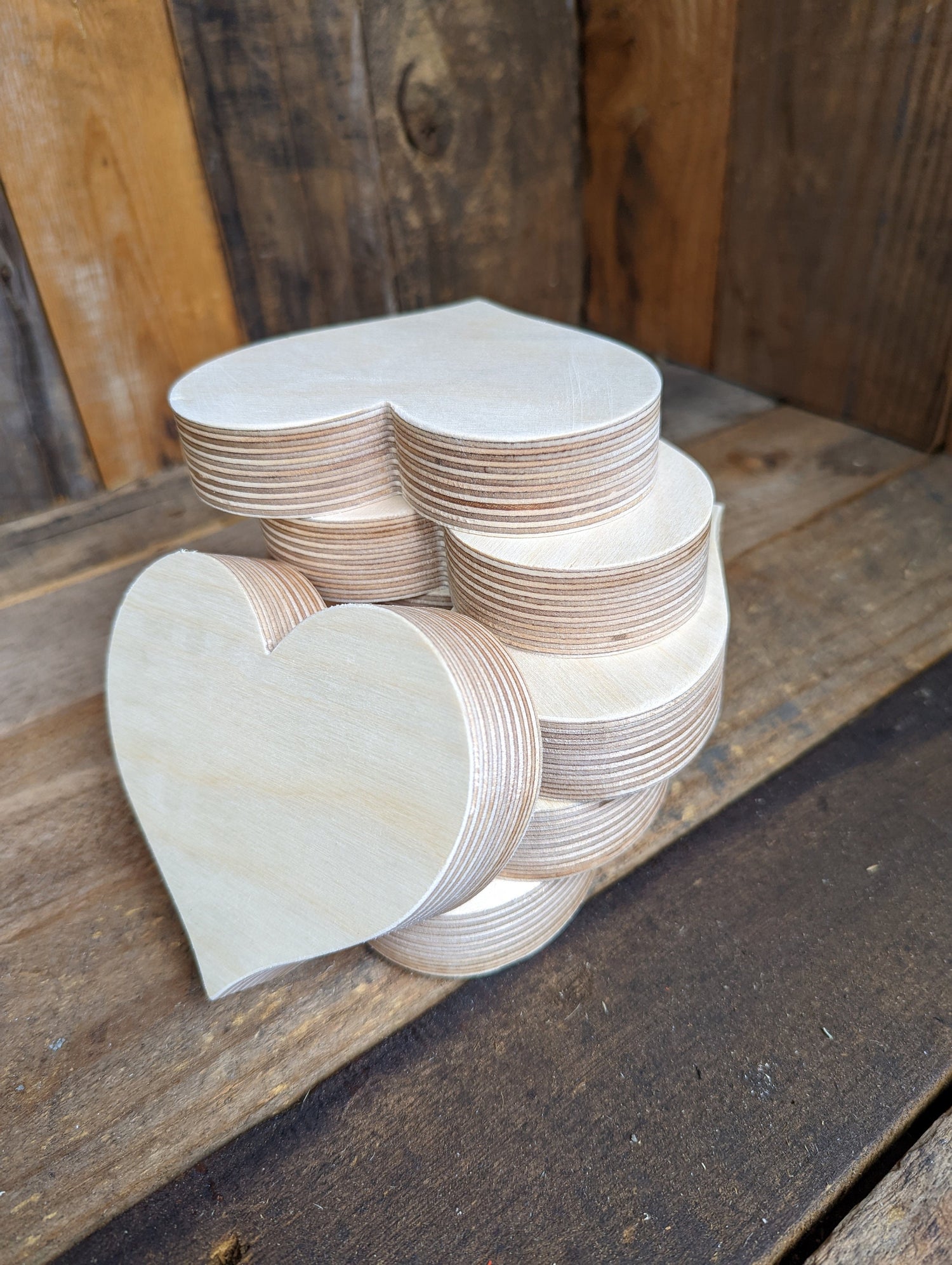 4" tall Wood Heart Plaques, BALTIC BIRCH - Wooden Heart, Blank Heart, Unfinished Wooden Heart, Table Decorations