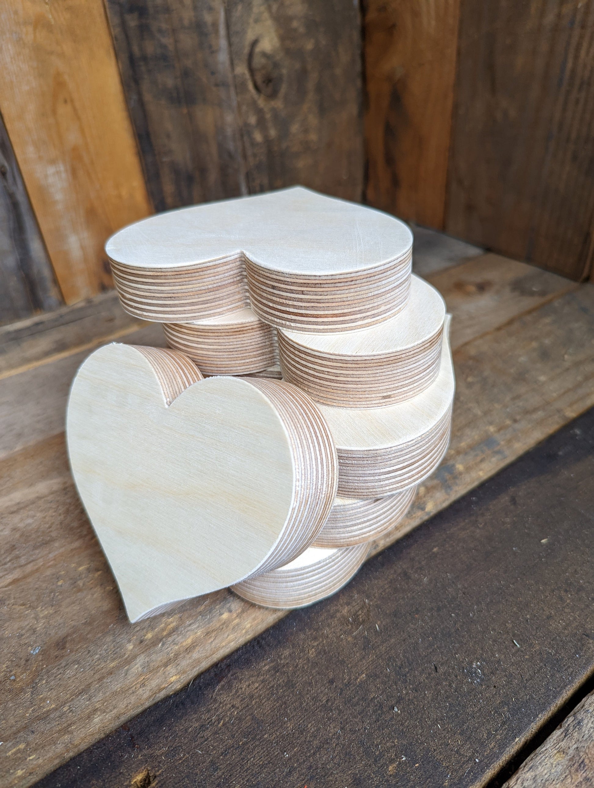 4" tall Wood Heart Plaques, BALTIC BIRCH - Wooden Heart, Blank Heart, Unfinished Wooden Heart, Table Decorations