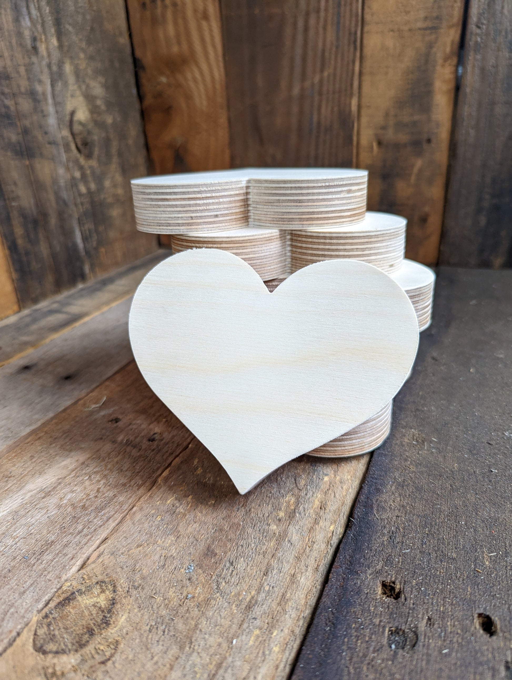 4" tall Wood Heart Plaques, BALTIC BIRCH - Wooden Heart, Blank Heart, Unfinished Wooden Heart, Table Decorations