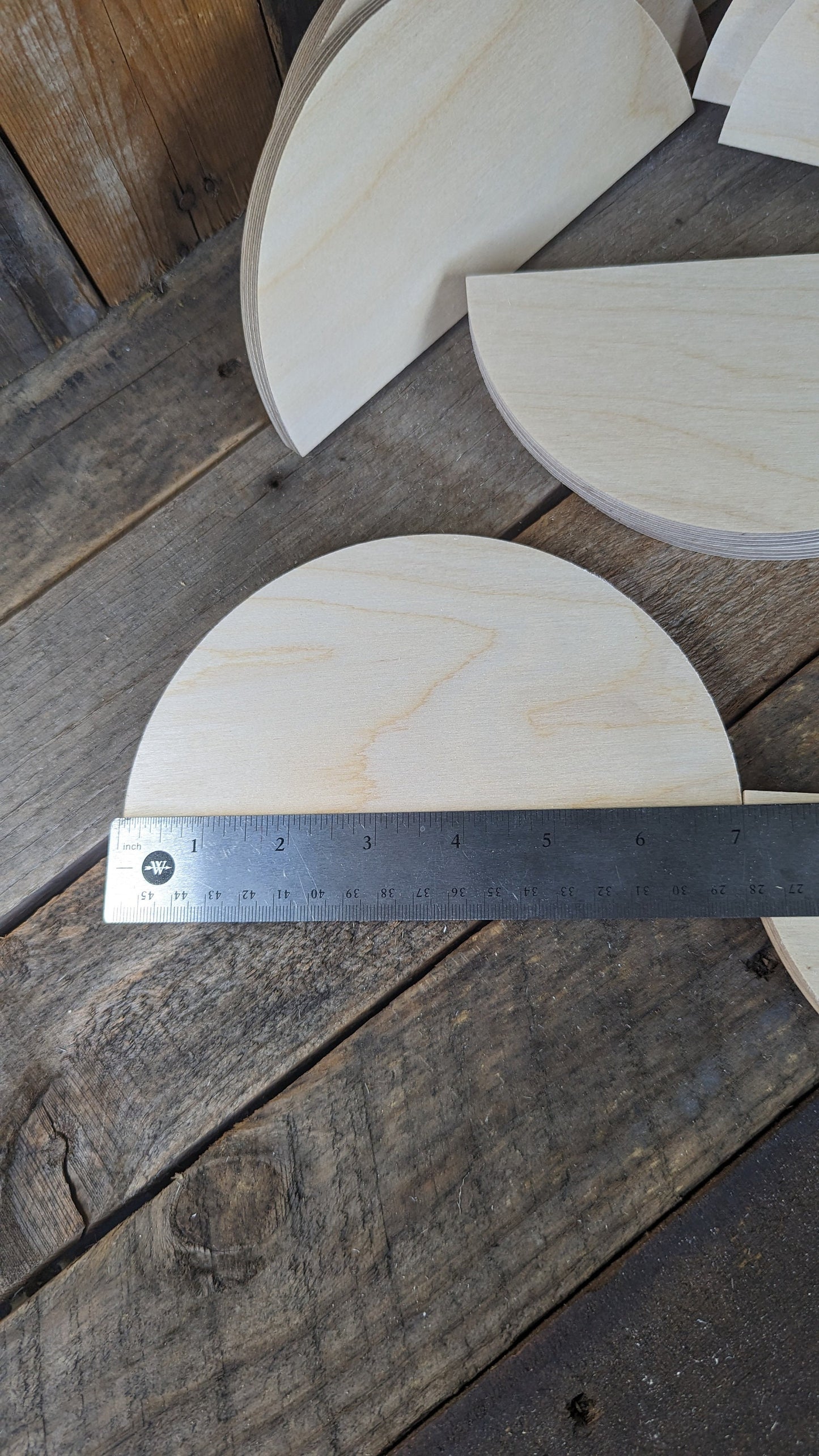 7" Baltic Birch Wood Half Circle, Unfinished Wood Plaque