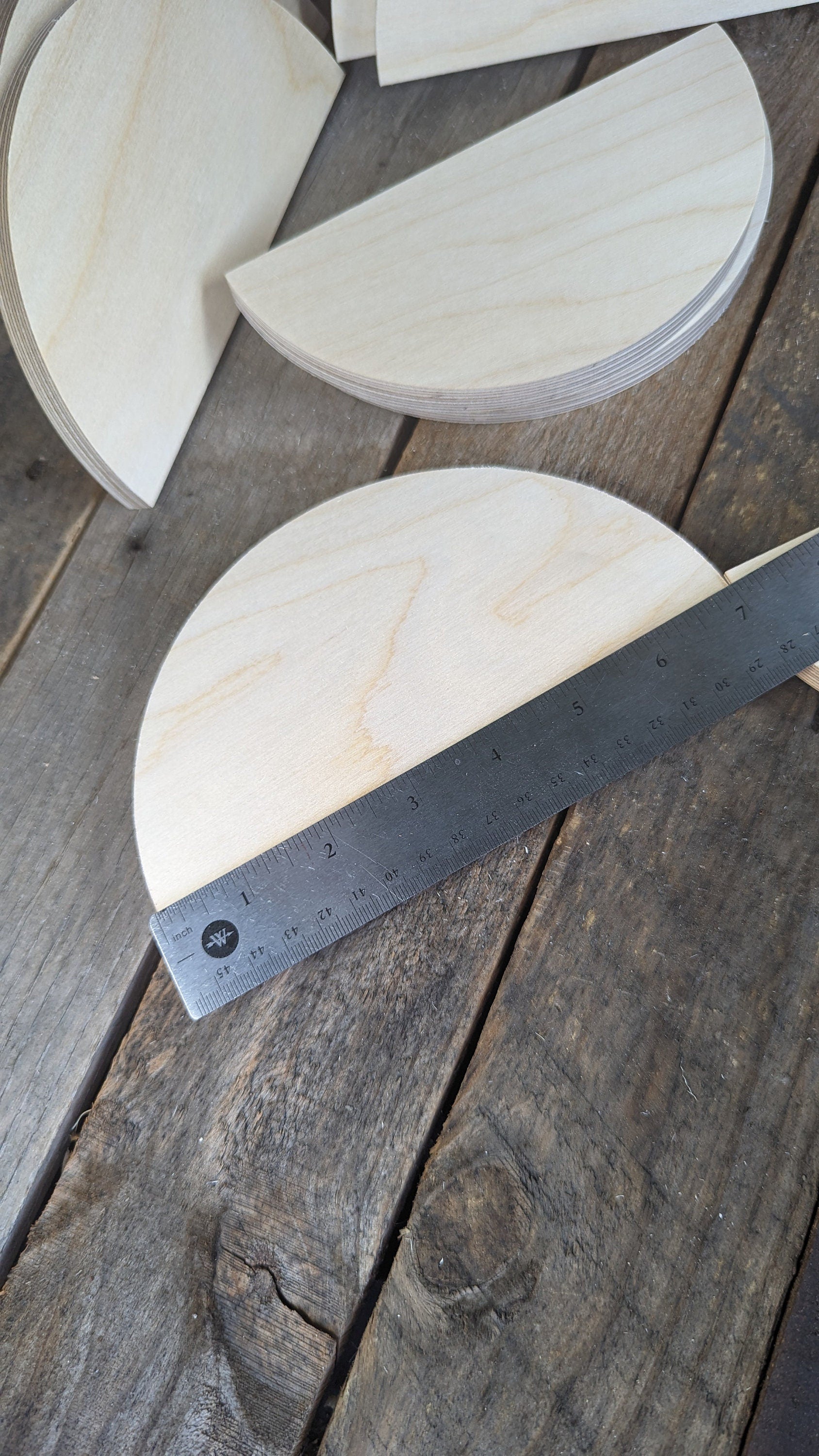 7" Baltic Birch Wood Half Circle, Unfinished Wood Plaque