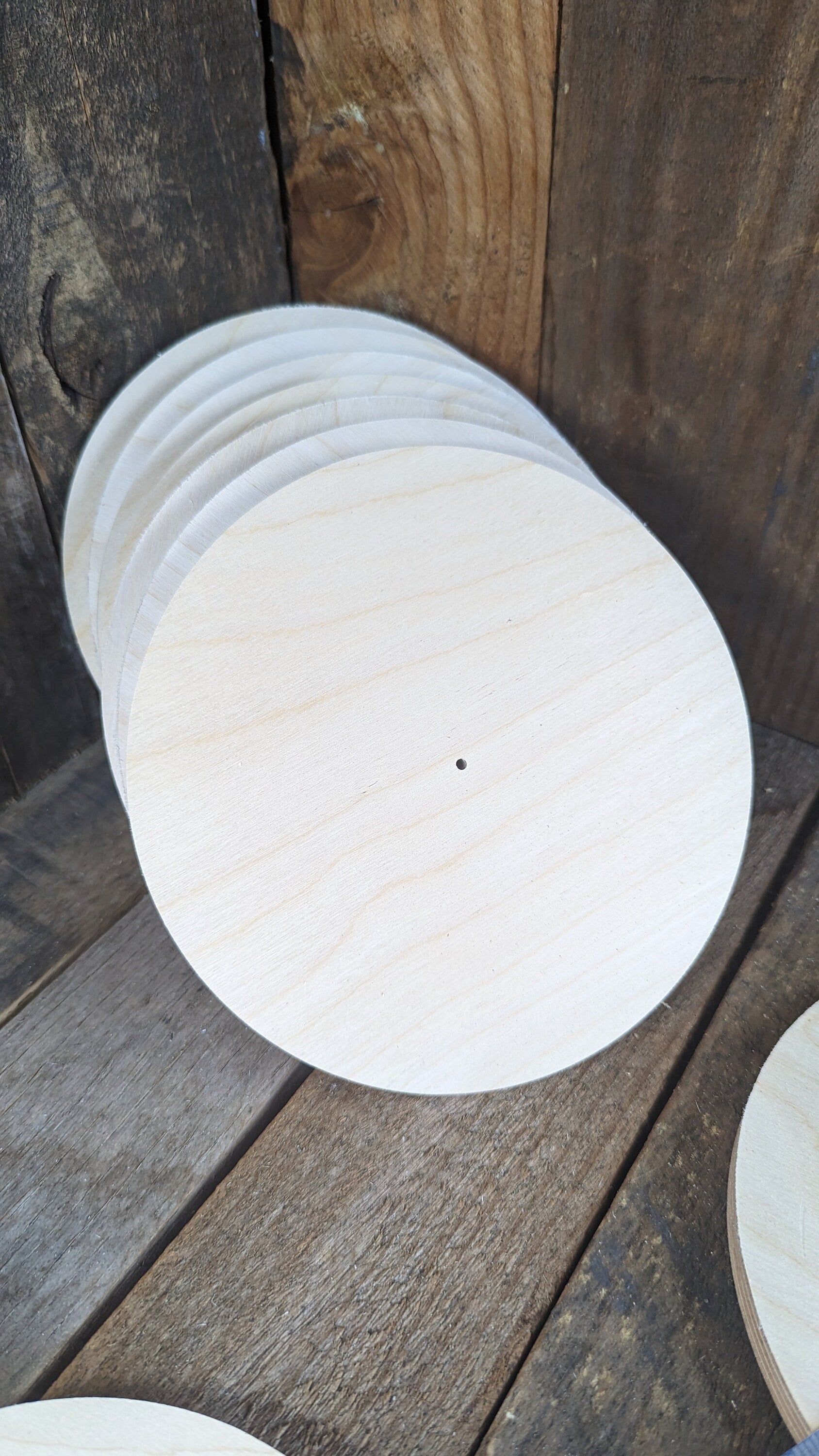 7" Wood Circle Disc with .125" (1/8") hole, BALTIC BIRCH Wooden Circles, Blank Circles, Unfinished Wooden Circles, Round Circles