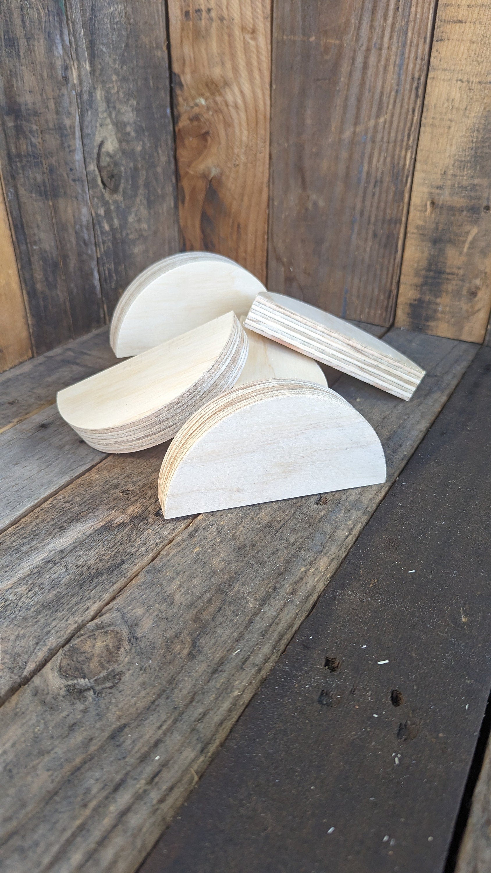 5.5" Baltic Birch Wood Semicircle, Unfinished Craft Plaque