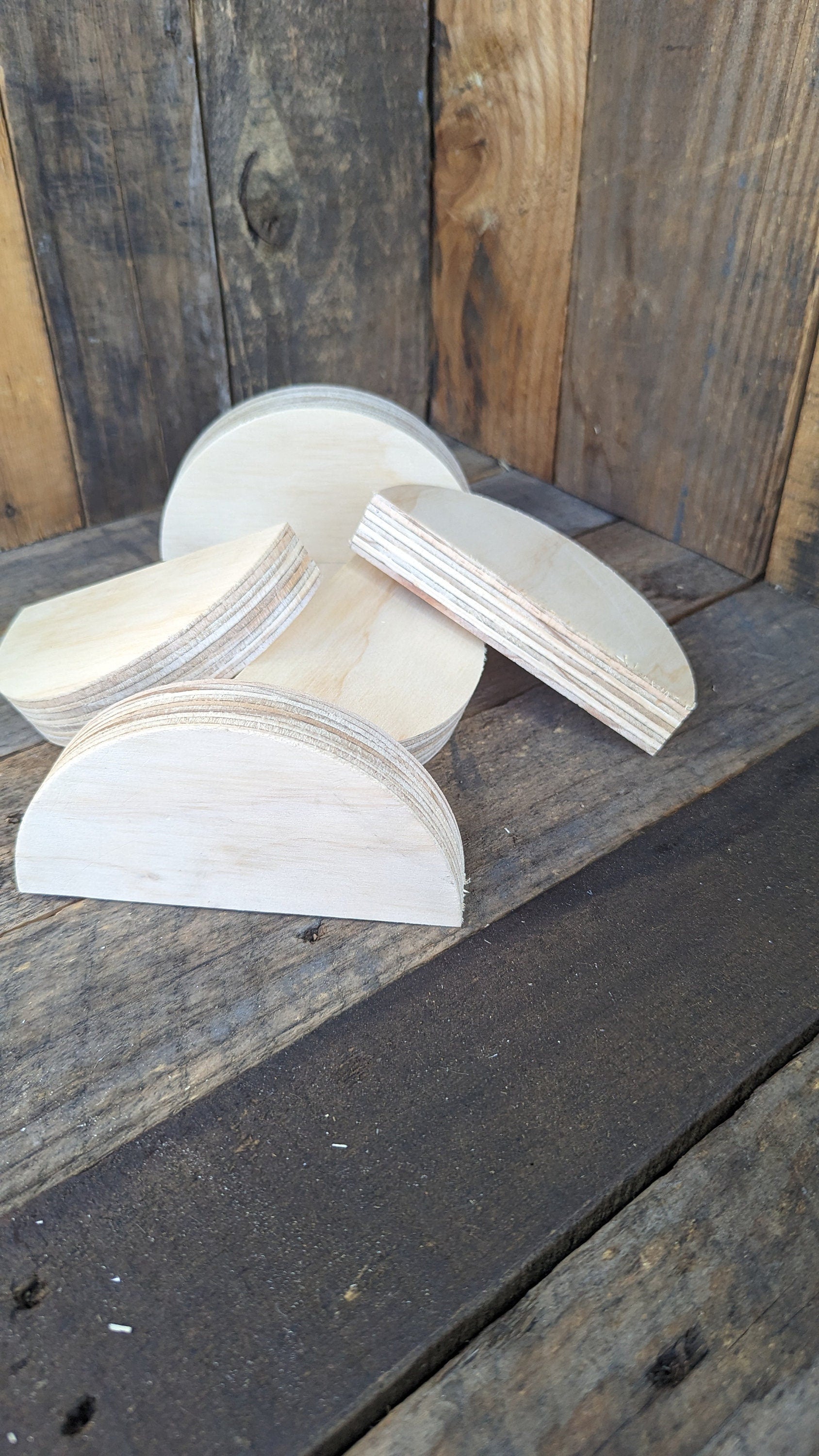 5.5" Baltic Birch Wood Semicircle, Unfinished Craft Plaque