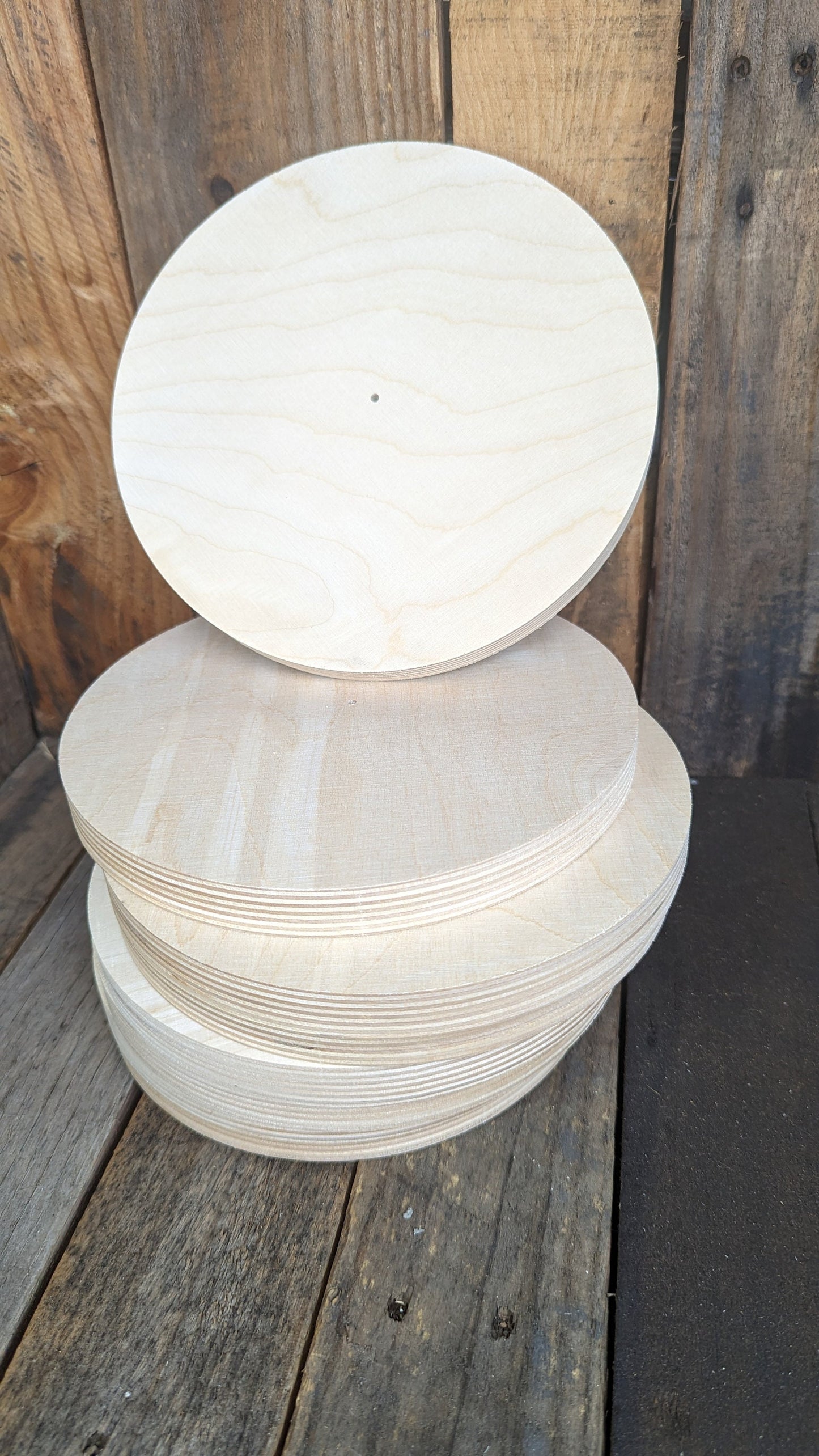 8" Baltic Birch Wood Donut Ring, 1/8" (.125") Center Hole, Craft Wood Circle