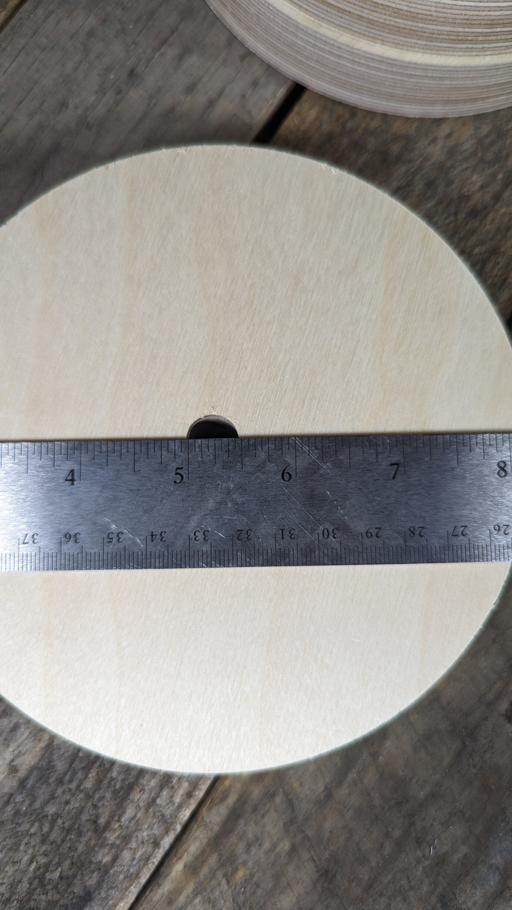 6" Baltic Birch Wood Donut, 0.5" Center Hole, Unfinished Wood Circle