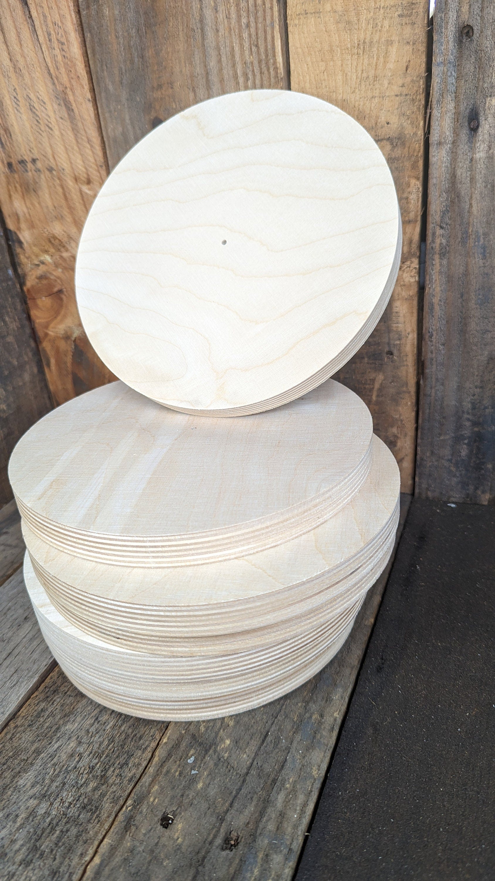 8" Wood Donut, BALTIC BIRCH - 1/8" (.125")center hole Wooden Circles, Blank Circles, Unfinished Wooden Circles, Round Circles, Ring Shape