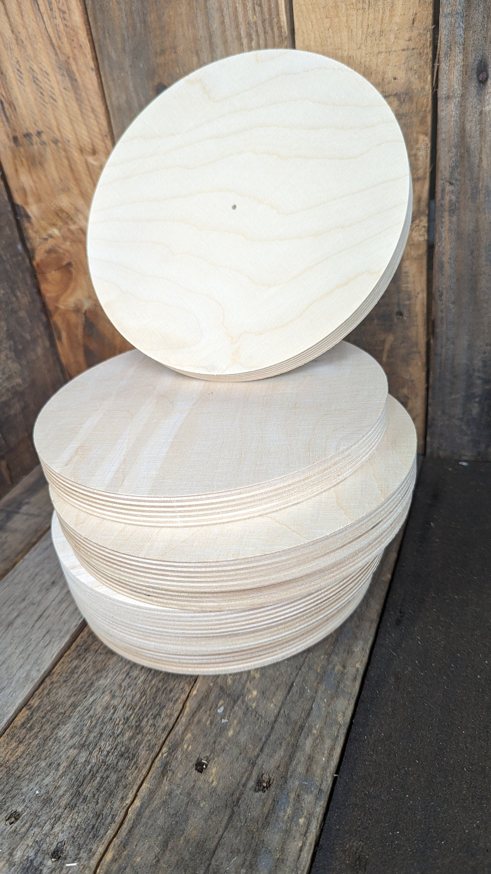 8" Baltic Birch Wood Donut Ring, 1/8" (.125") Center Hole, Craft Wood Circle