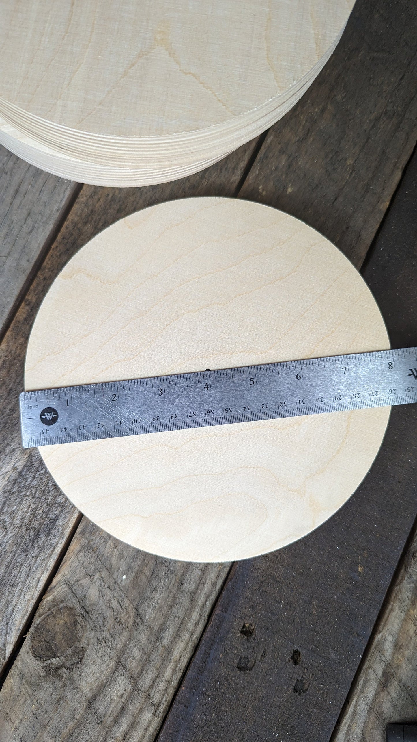 8" Baltic Birch Wood Donut Ring, 1/8" (.125") Center Hole, Craft Wood Circle