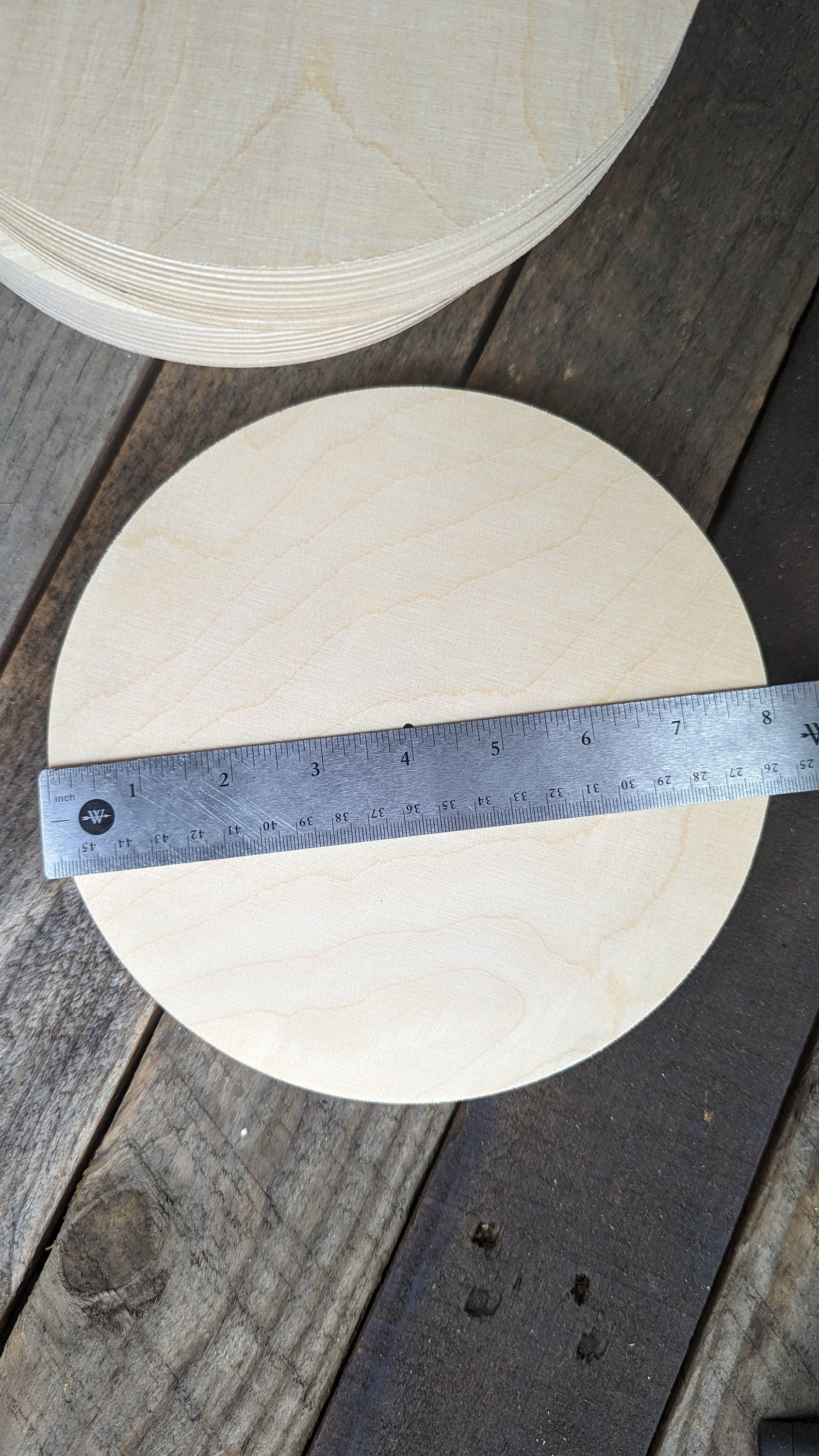 8" Baltic Birch Wood Donut Ring, 1/8" (.125") Center Hole, Craft Wood Circle