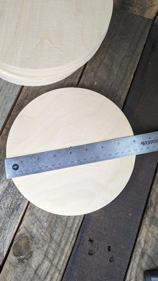 8" Baltic Birch Wood Donut Ring, 1/8" (.125") Center Hole, Craft Wood Circle