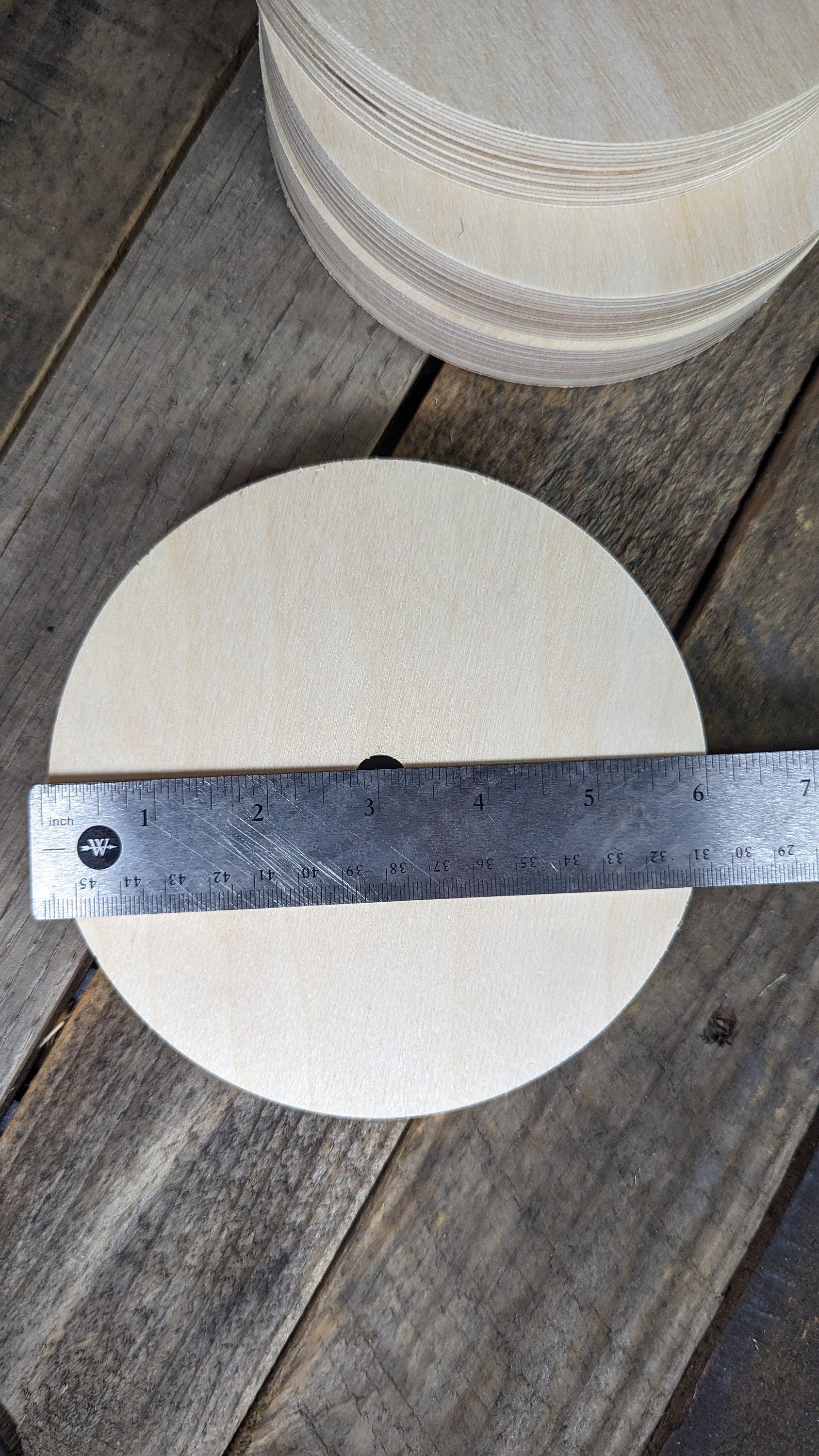 6" Baltic Birch Wood Donut, 0.5" Center Hole, Unfinished Wood Circle