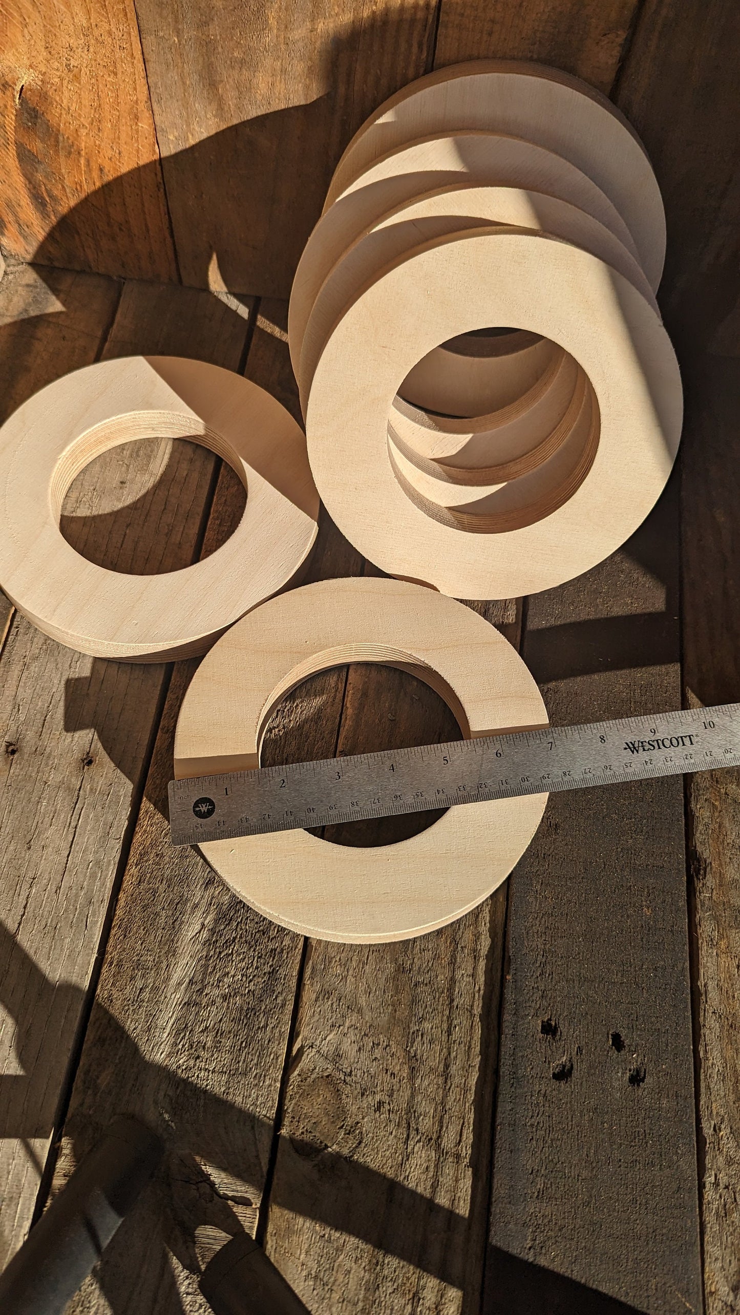 7" Baltic Birch Wood Circle Donut, 4" Center Hole, Craft Supplies