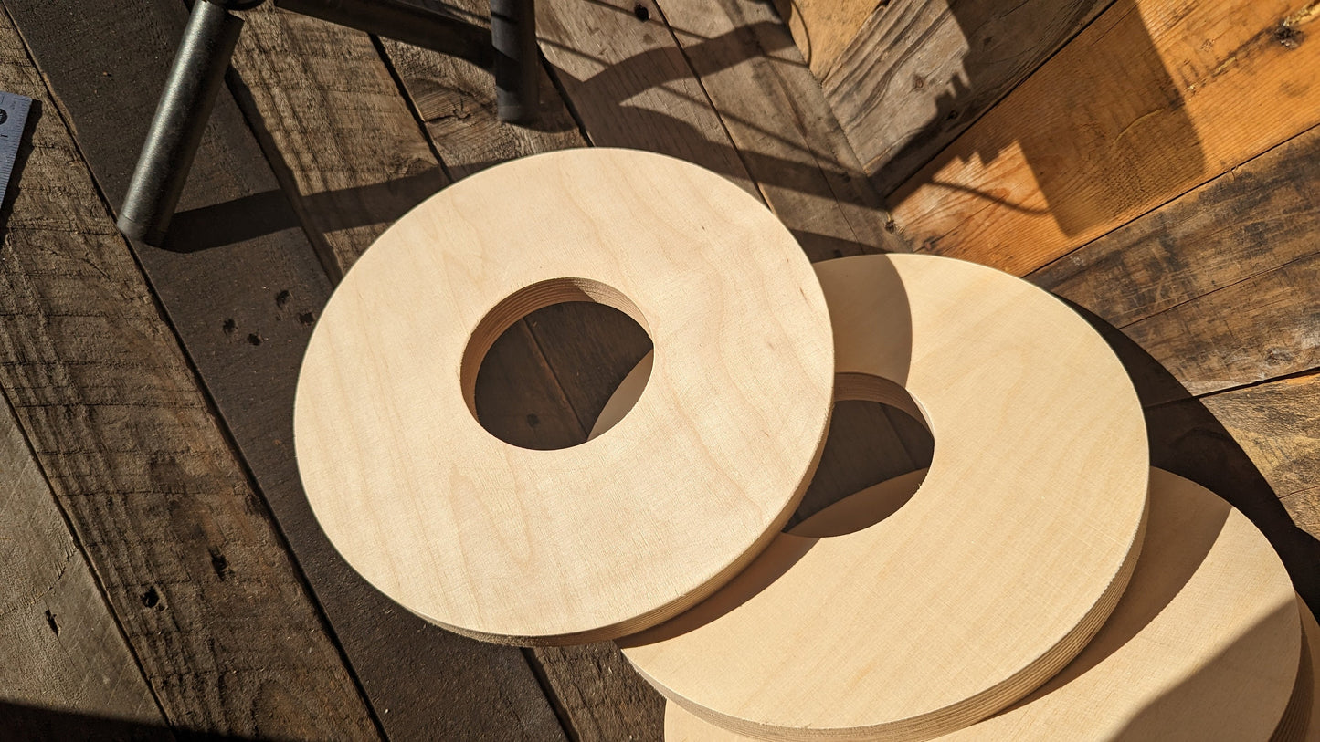 11" Wood Circle Disc with 4" center hole, BALTIC BIRCH Wooden Circles, Blank Circles, Unfinished Wooden Circles, Round Circles, Circular
