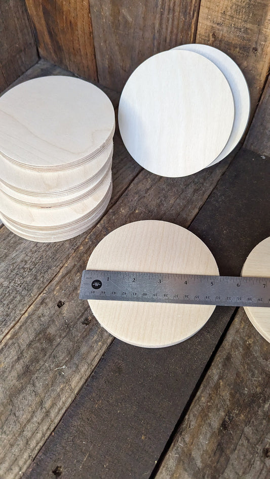 5.25" Baltic Birch Wood Circle, Unfinished Wooden Disc Plaque