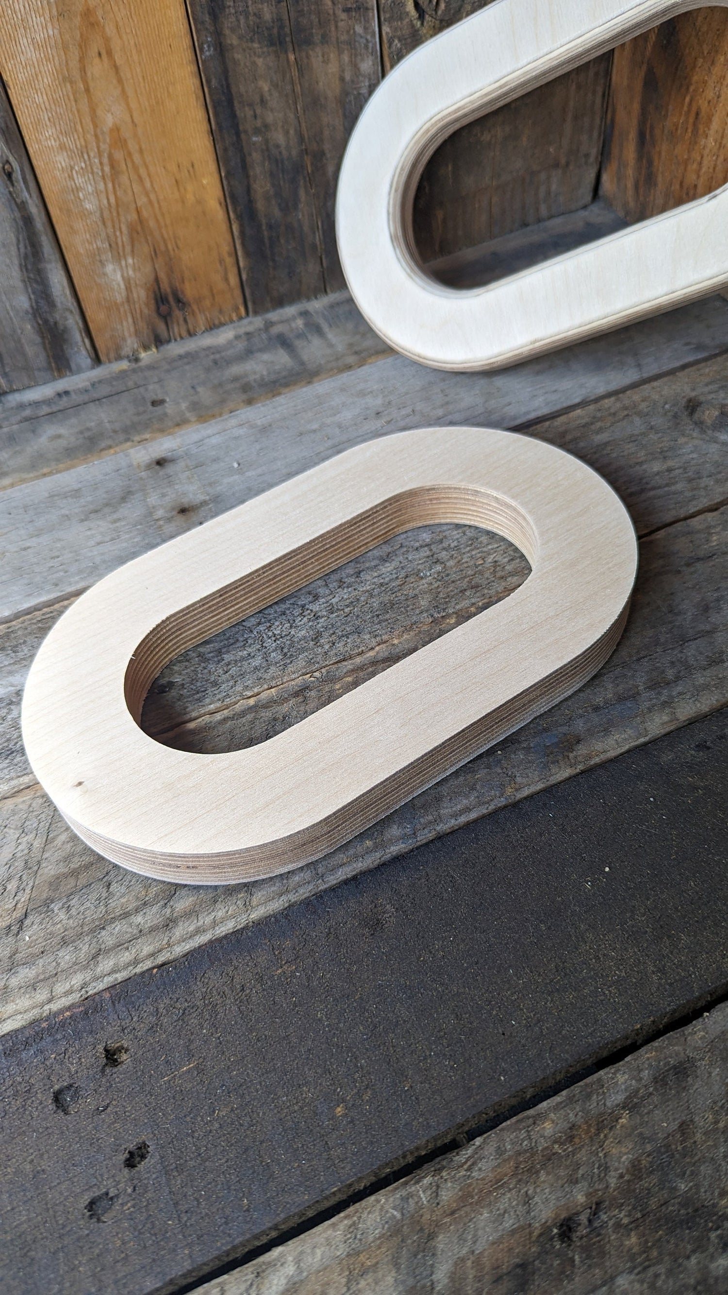 6" x 10" Baltic Birch Wood Oblong, 3" x 7" Center Hole, Craft Blank