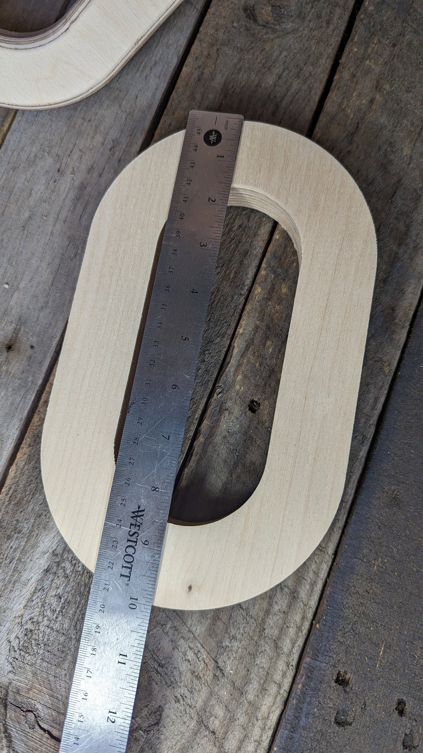 6" x 10" Baltic Birch Wood Oblong, 3" x 7" Center Hole, Craft Blank